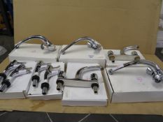 (T8) 7 X Various Sets Of Brand New Chrome Plated Bathroom/Kitchen Mixer Taps. Total Approx. Rrp