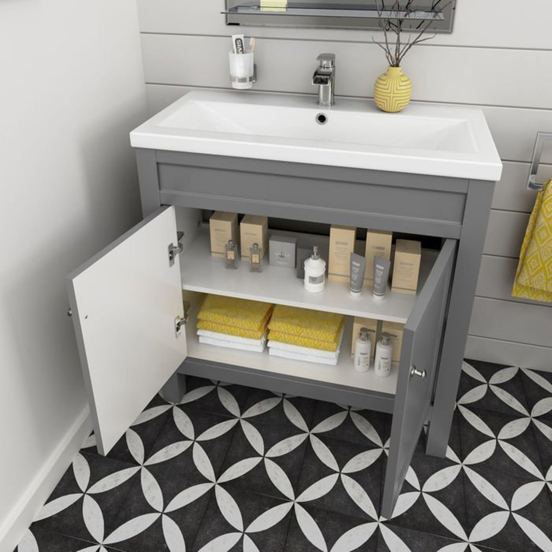 Pallet To Contain 3 X 800Mm Melbourne Earl Grey Double Door Vanity Unit - Floor Standing. Rrp £499. - Image 2 of 2