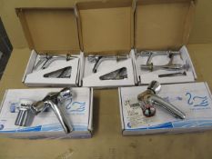 (T7) 5 X Various Sets Of Brand New Chrome Plated Bathroom/Kitchen Mixer Taps. Total Approx. Rrp