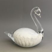 Signed Art Glass Swan - Sweden