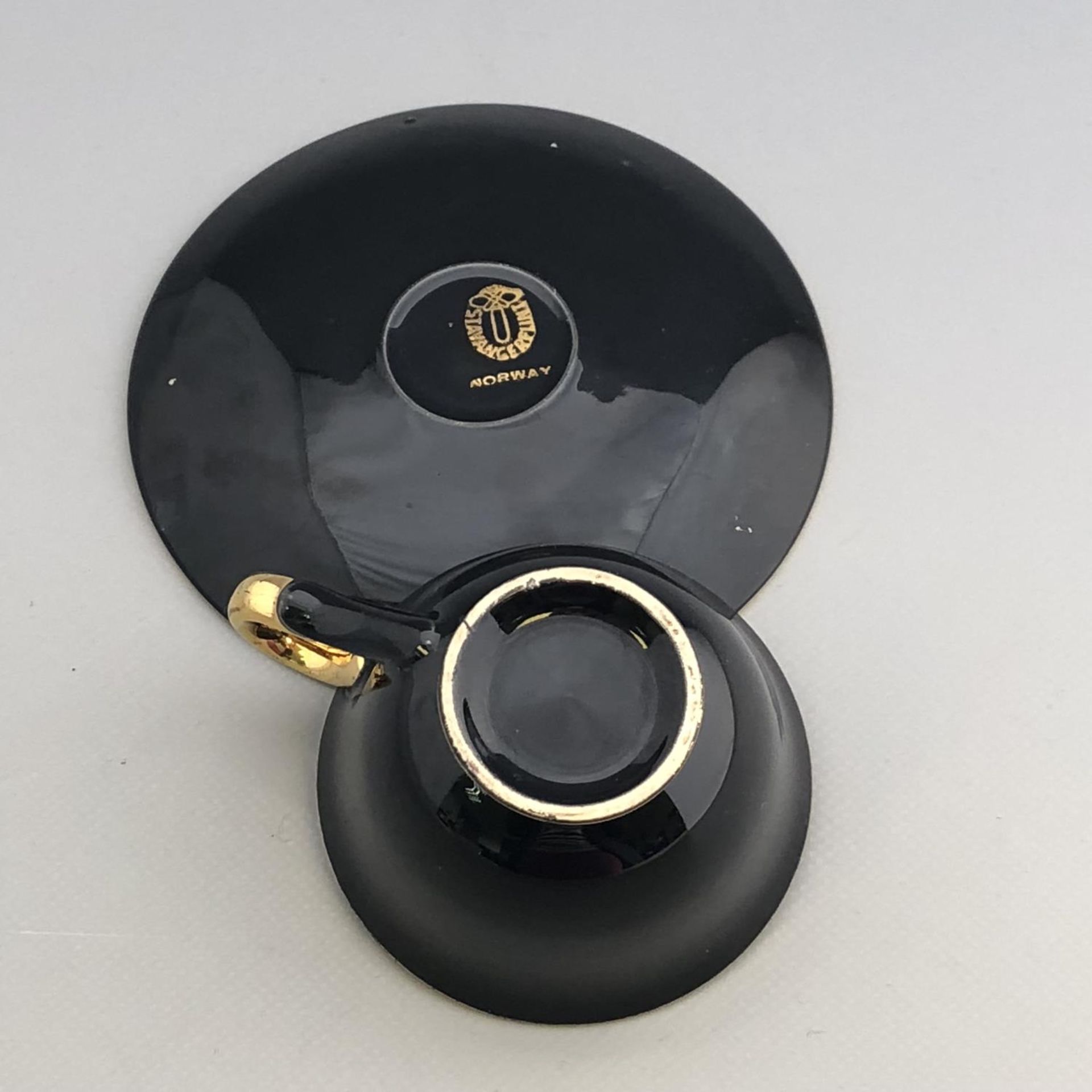 Black & Gilt Porcelain Coffee Cup with Pale Yellow Interior - Stavangerflint - Norway - Image 3 of 3