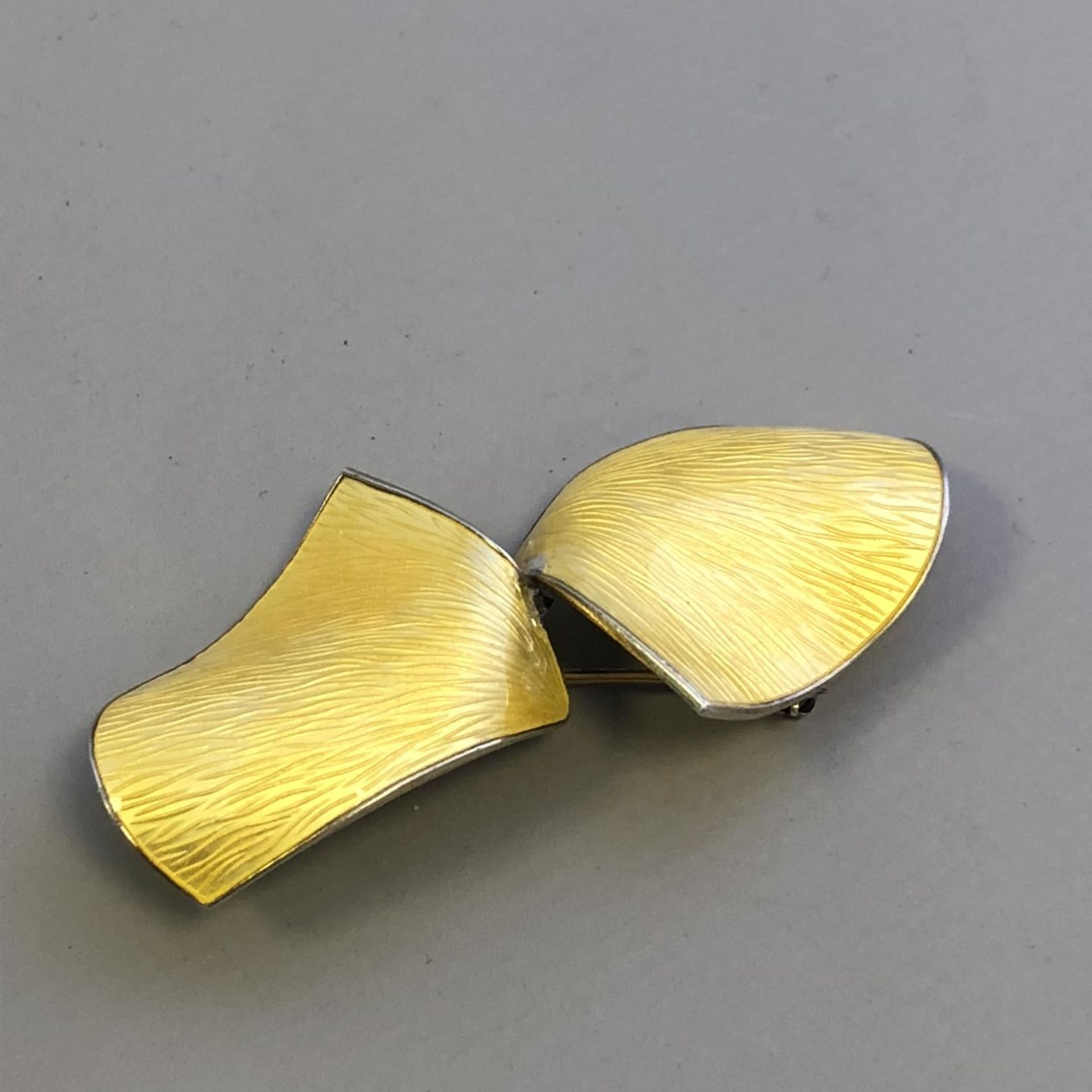 Sterling Silver and Yellow Enamel Brooch - Ivar Holth - Norway