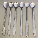 Set of 6 Stylish Mid Century Modern Long Spoons - Stainless Steel - Sweden