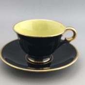 Black & Gilt Porcelain Coffee Cup with Lime Green Interior - Stavangerflint - Norway