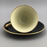 Black & Gilt Porcelain Coffee Cup with Pale Yellow Interior - Stavangerflint - Norway