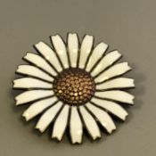 Sterling Silver and Enamel Daisy Brooch - Georg Jensen - Denmark