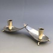 Silver Plate Double Propeller Candle Stick - Carl Christiansen - Denmark