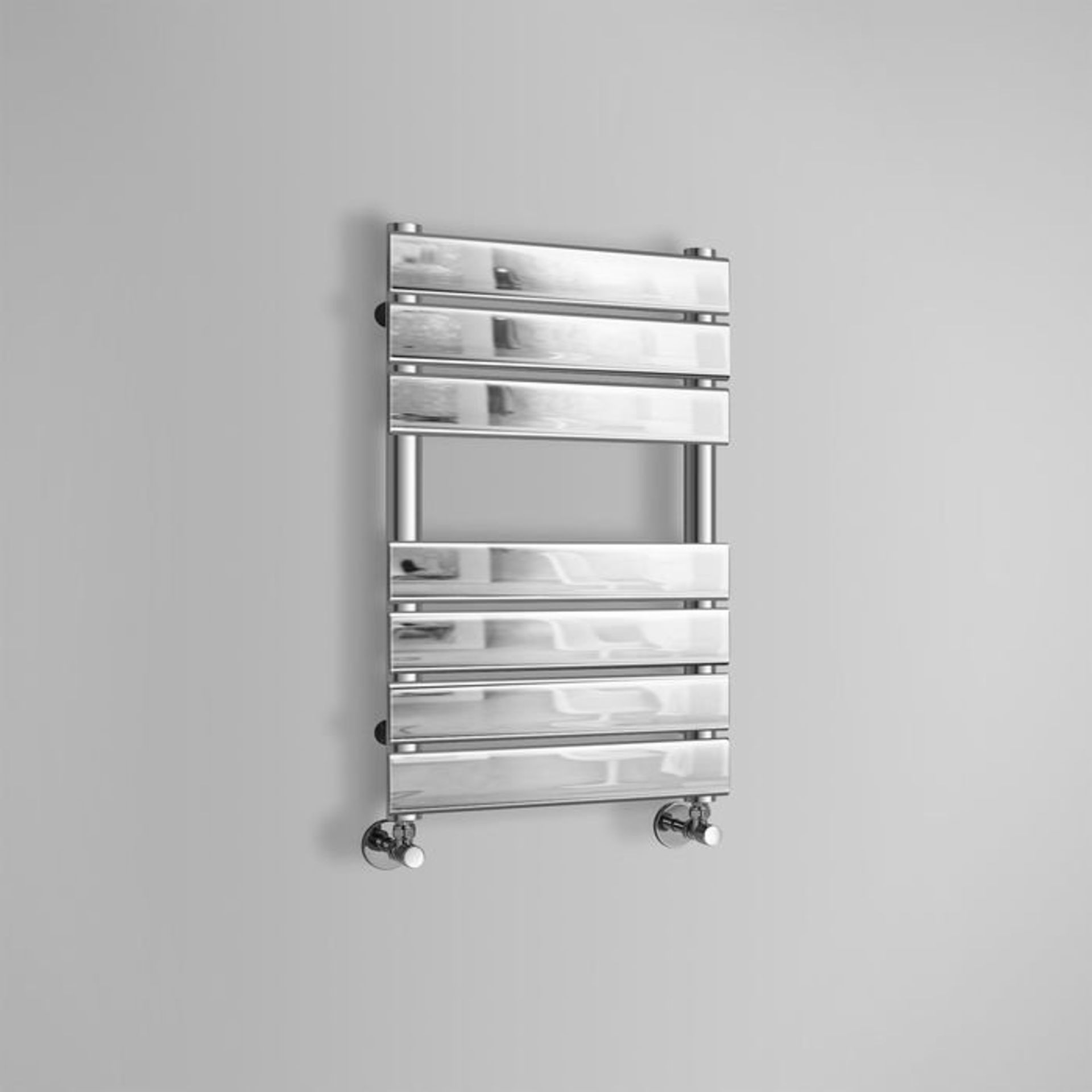 (S78) 650x400mm Chrome Flat Panel Ladder Towel Radiator RRP £179.99 Low carbon steel chrome plated - Bild 3 aus 3