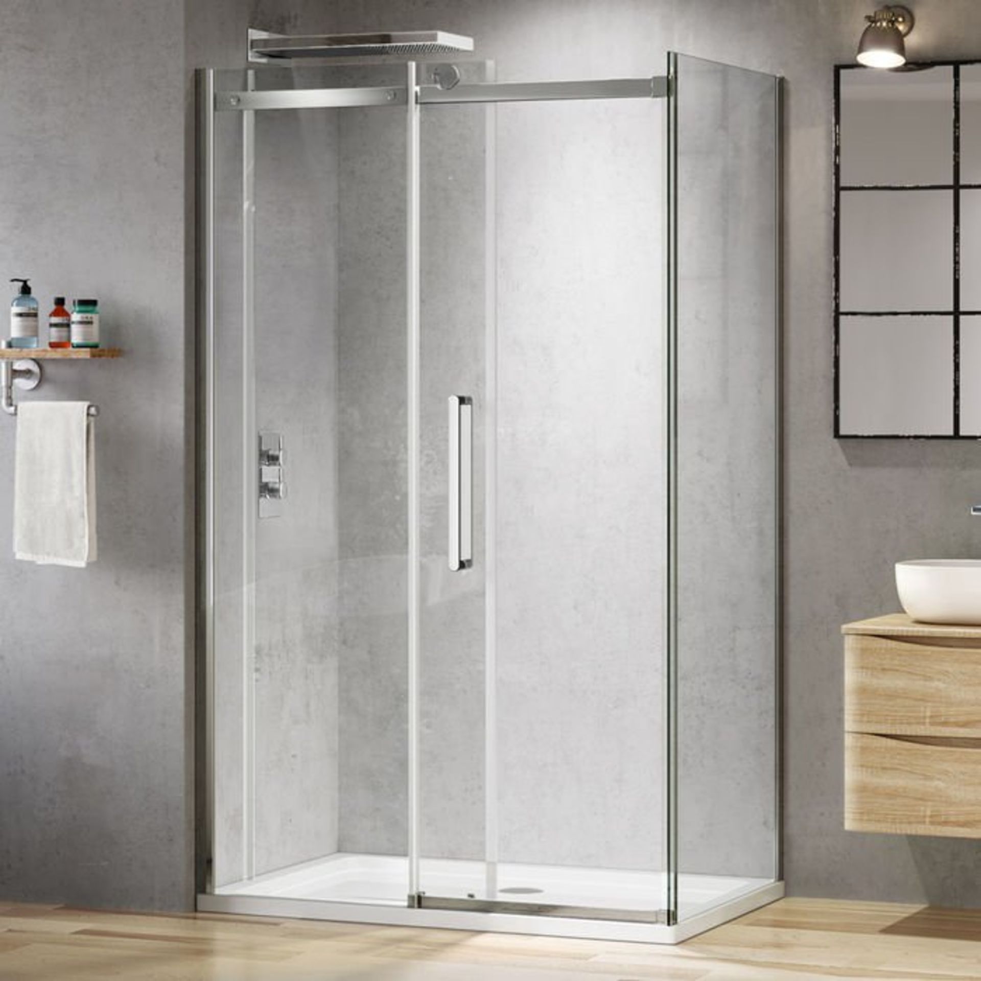 (S17) 1100x800mm - 8mm - Designer Frameless EasyClean Sliding Door Shower Enclosure RRP £674.99 - Image 3 of 8