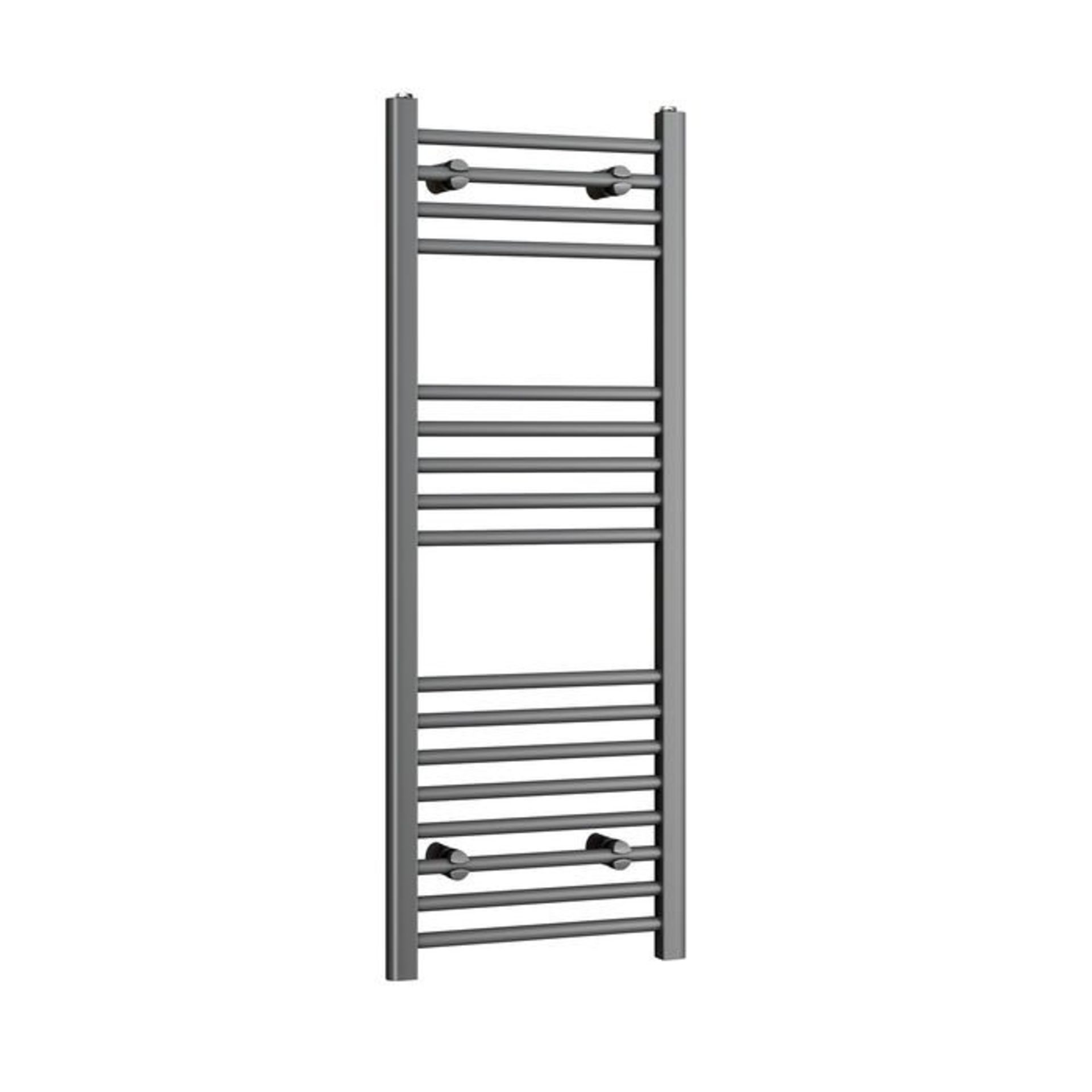 (S113) 1200x450mm - 20mm Tubes - Anthracite Heated Straight Rail Ladder Towel Radiator RRP £137.99 - Image 3 of 3