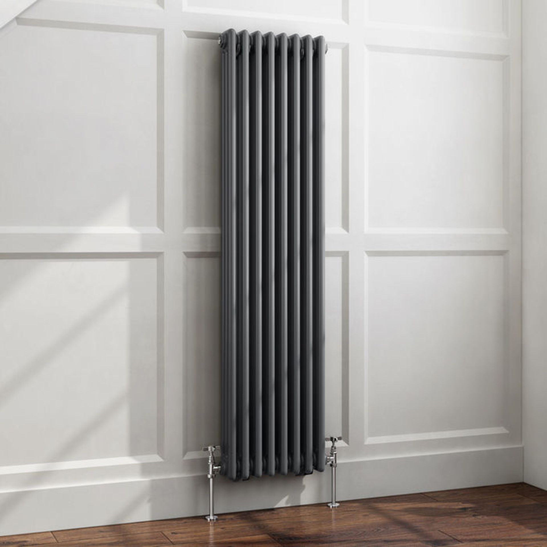 (S71) 1500x380mm Anthracite Triple Panel Vertical Colosseum Traditional Radiator RRP £499.99 Low - Image 2 of 3
