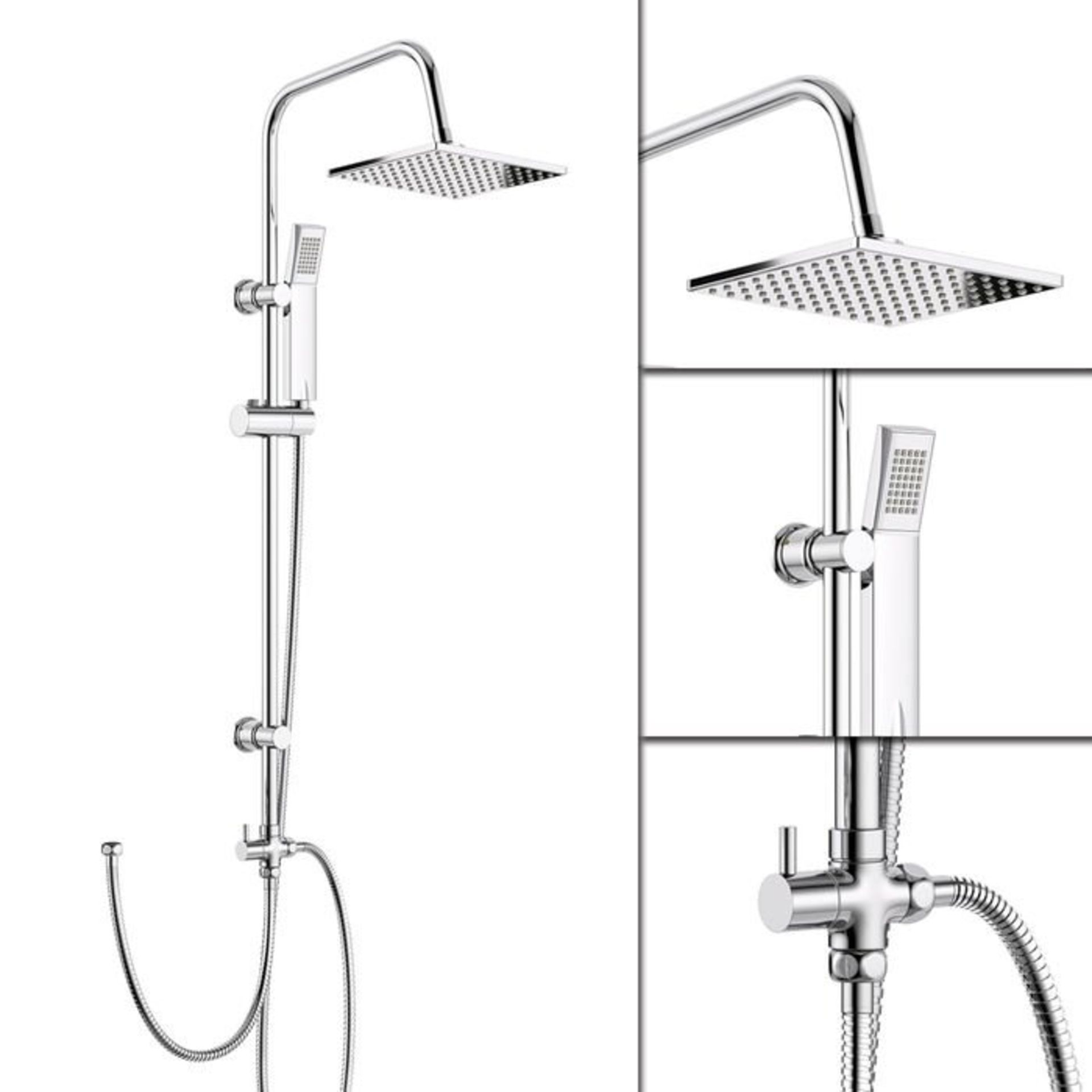 (S180) 200mm Square Head, Riser Rail & Handheld Kit. RRP £249.99. Quality stainless steel shower - Image 2 of 3