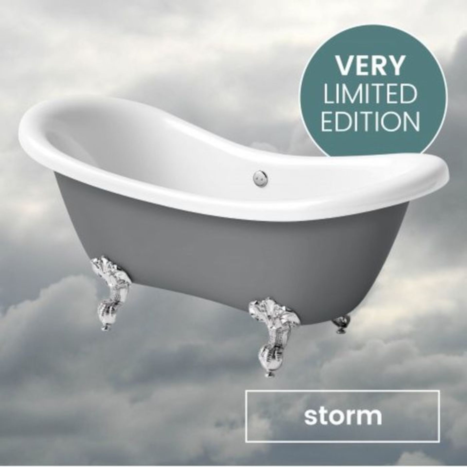 (S2) Storm - 1750mm Limited Edition Double Slipper Roll Top Bath. Hand finished in the - Bild 2 aus 7