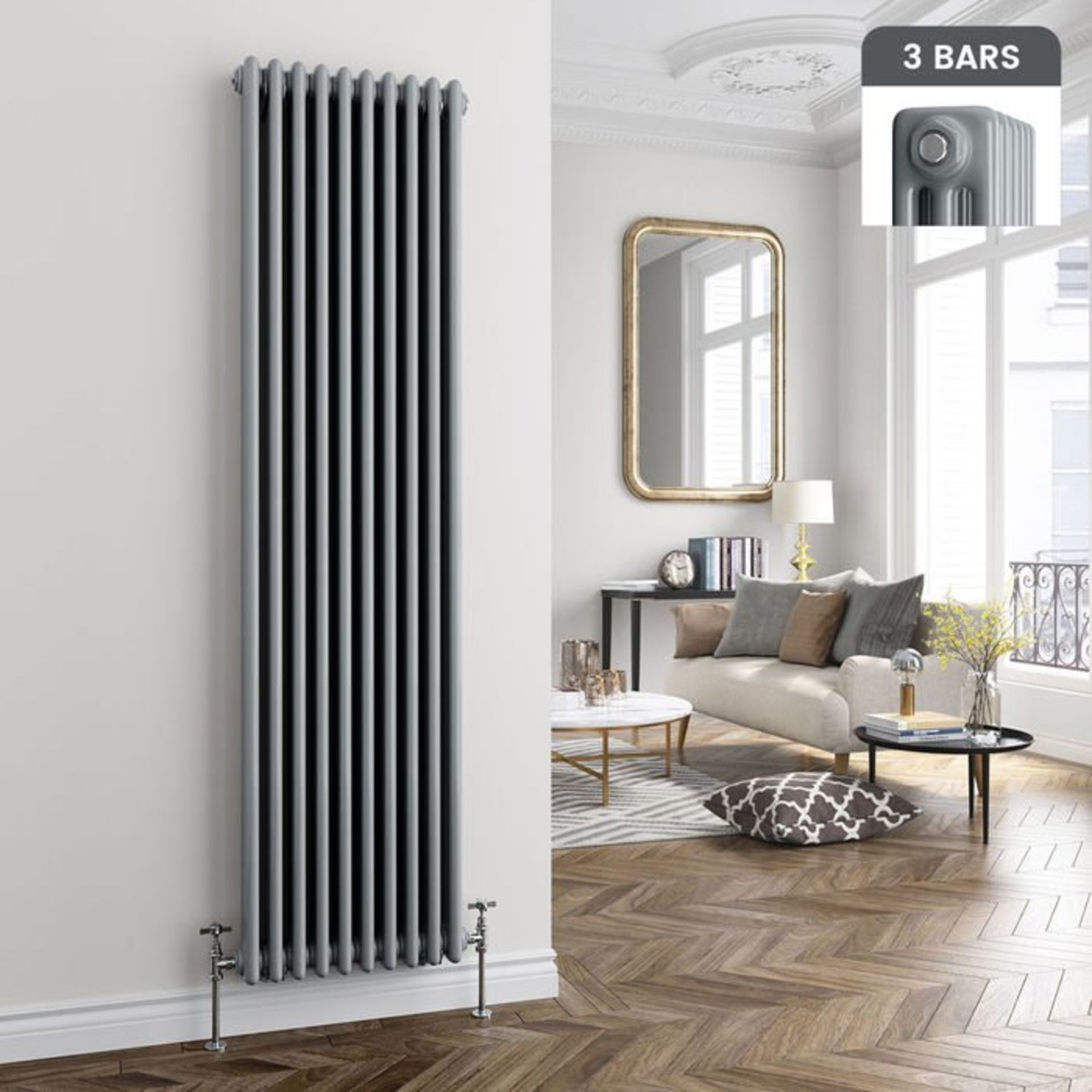 (S156) 1800x468mm Earl Grey Panel Vertical Colosseum Traditional Radiator RRP £699.99 Low carbon
