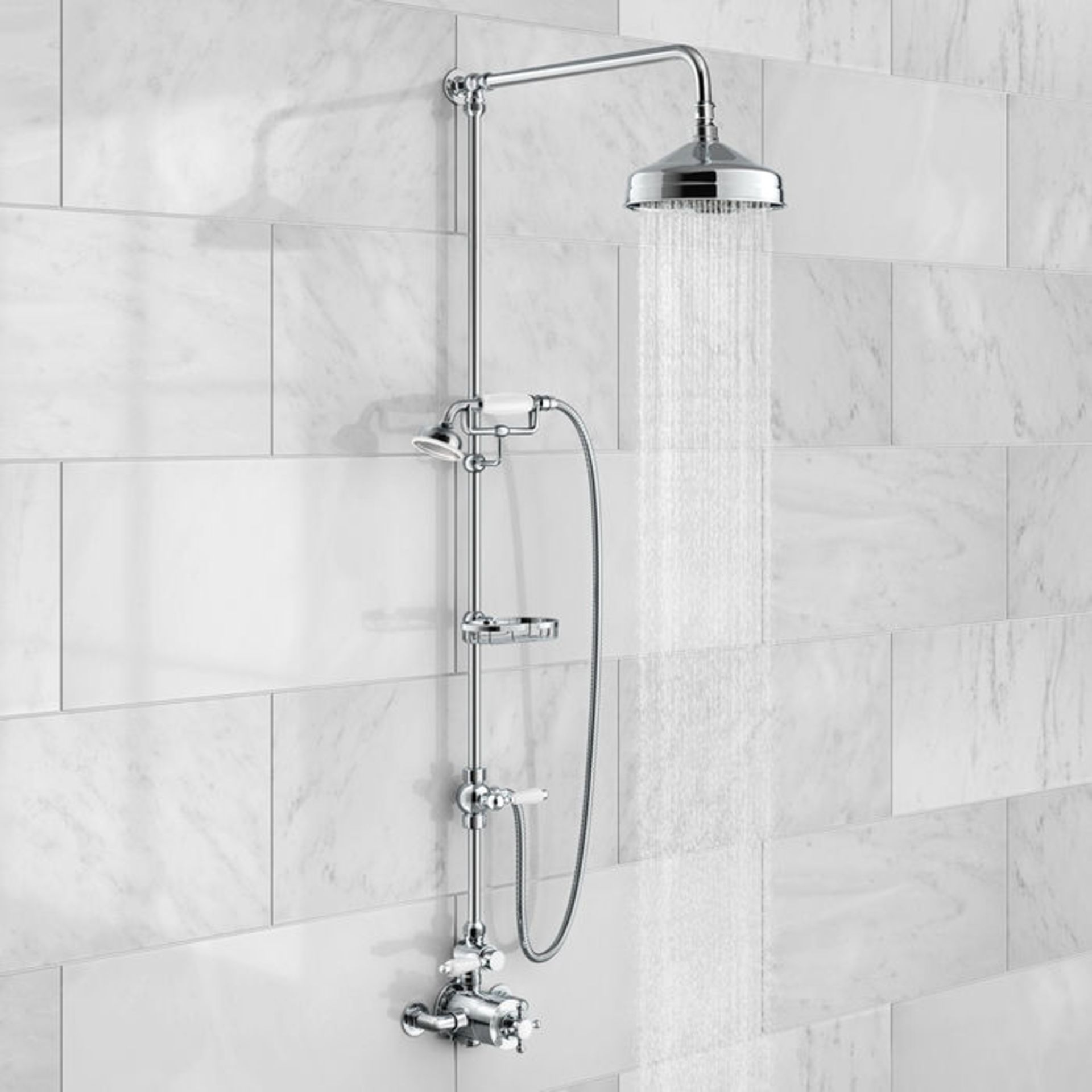 (J213) 200mm Finest Head Traditional Exposed Shower Kit, Handheld & Soap Dish. RRP £599.99. We