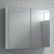 (S14) 667mm Harper Gloss White Double Door Mirror Cabinet RRP £224.99 Double door design allows