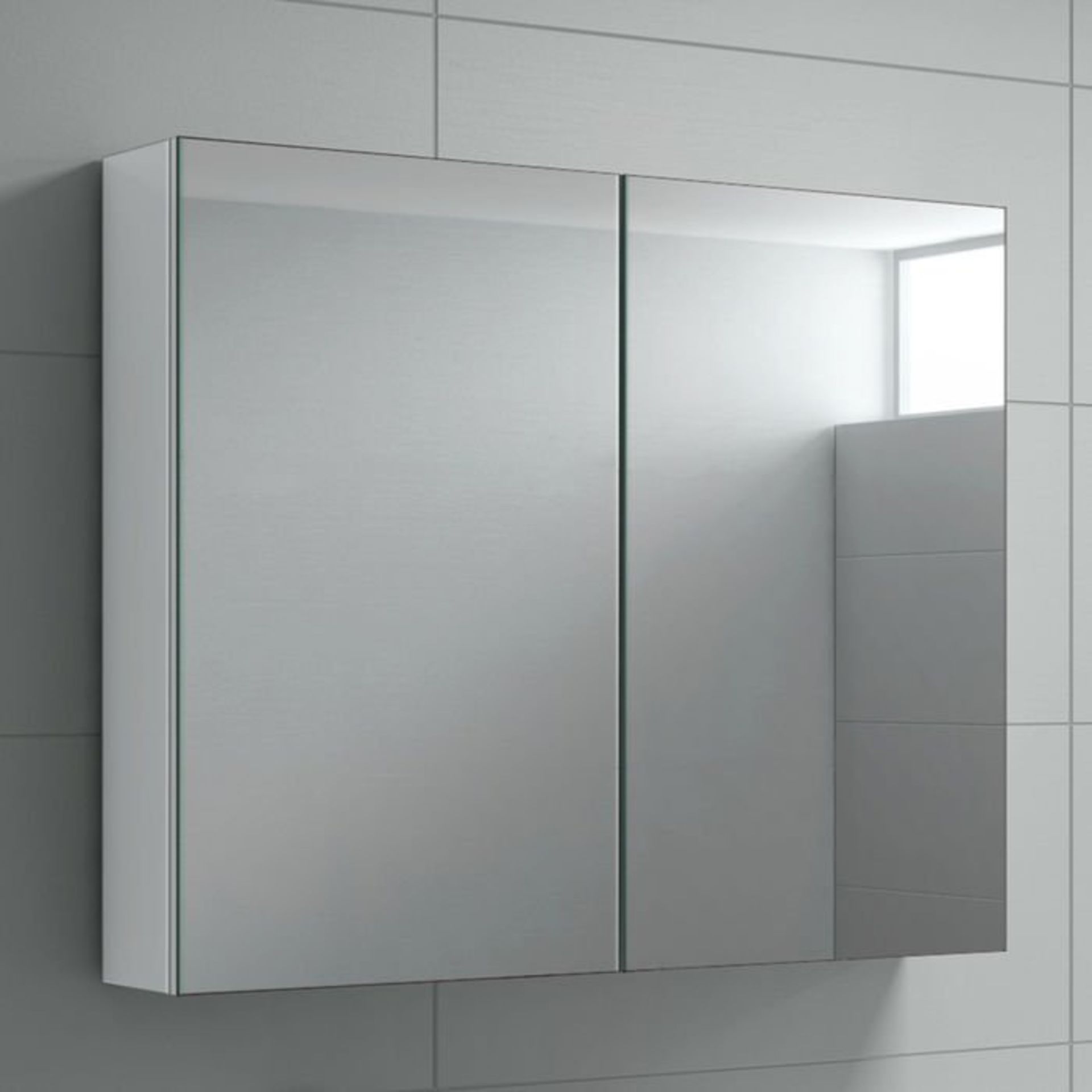 (S14) 667mm Harper Gloss White Double Door Mirror Cabinet RRP £224.99 Double door design allows