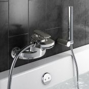 (S30) Oshi Wall Mounted Waterfall Bath Tap with Hand Held Shower Head. Chrome Plated Solid Brass 1/4
