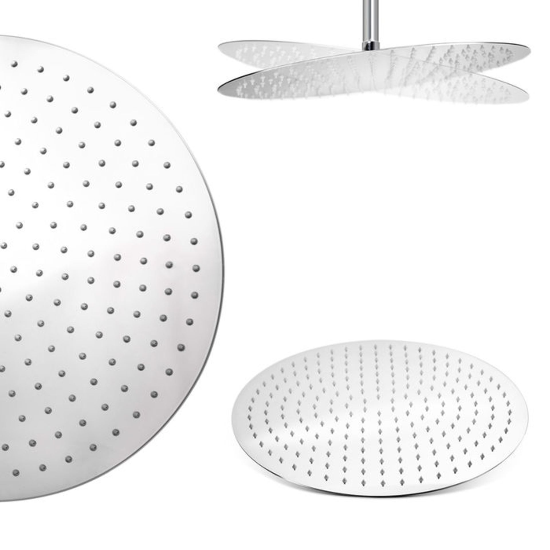 (S29) Stainless Steel 400mm Round Shower Head RRP £124.99 Solid metal structure Can be wall or - Bild 2 aus 3