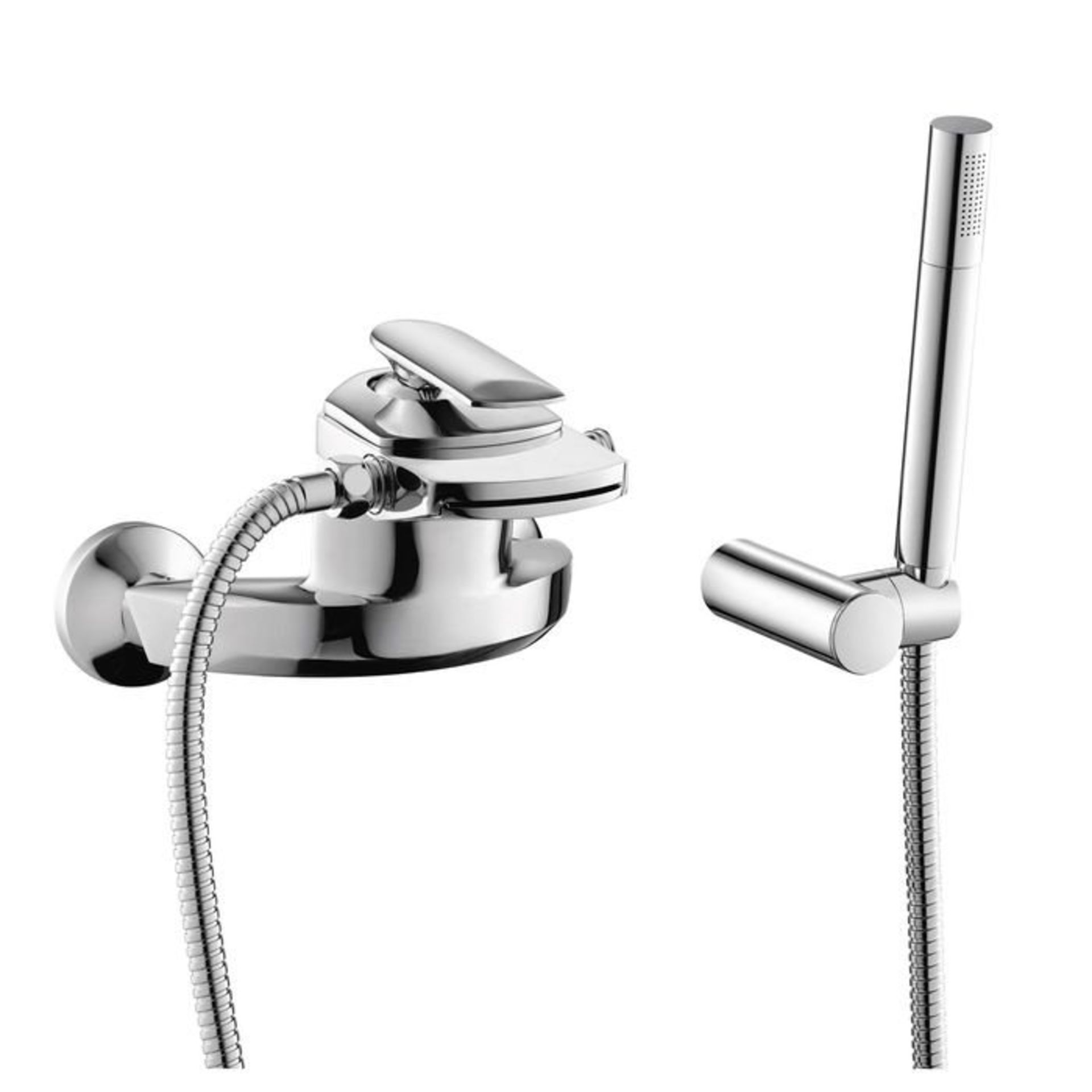 (S30) Oshi Wall Mounted Waterfall Bath Tap with Hand Held Shower Head. Chrome Plated Solid Brass 1/4 - Image 2 of 4