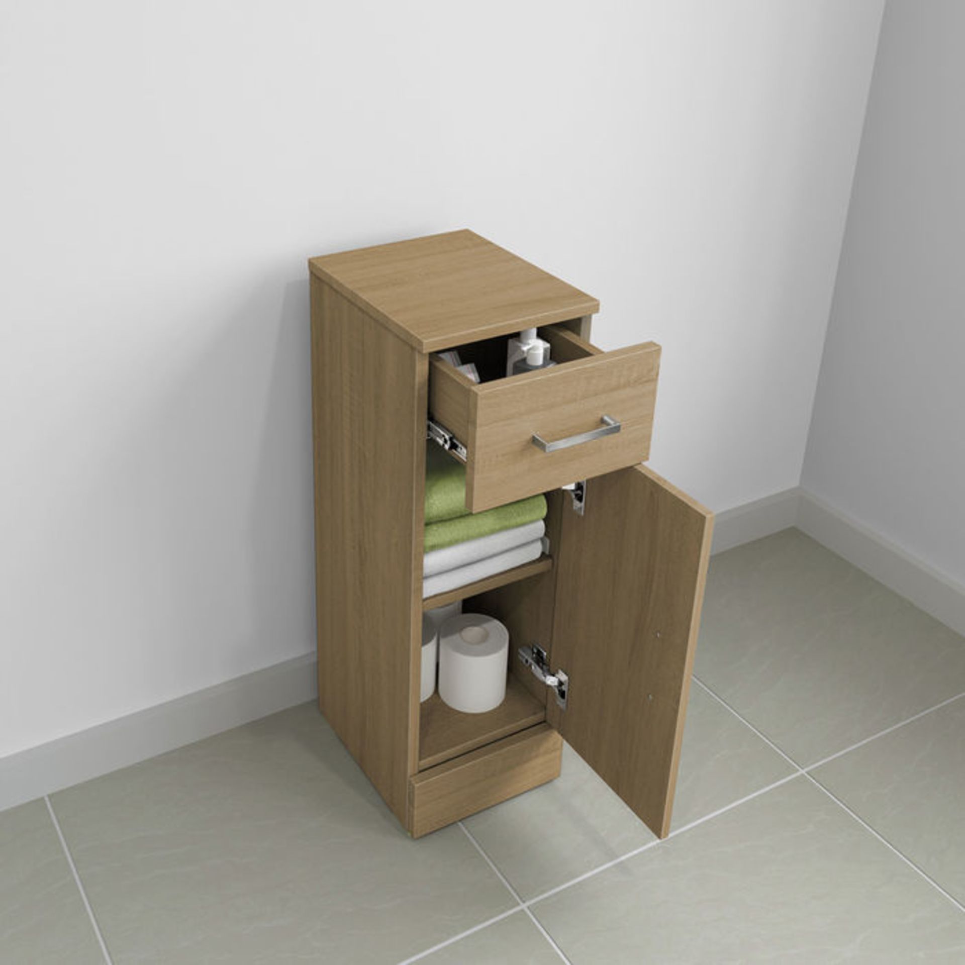 (E115) 250x300mm Quartz Oak Effect Small Side Cabinet Unit 10 Year Warranty Oak effect finish - Image 2 of 3