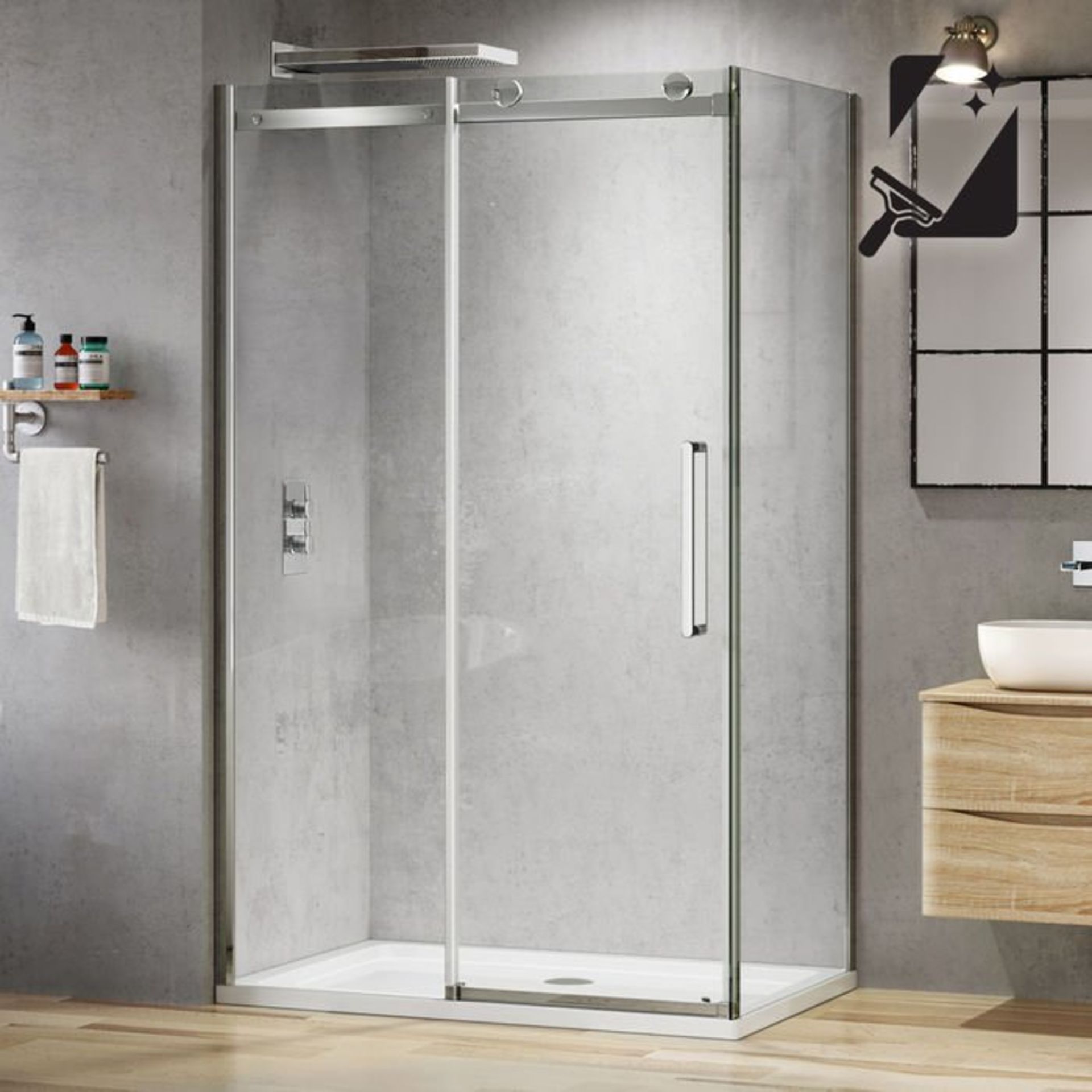 (S17) 1100x800mm - 8mm - Designer Frameless EasyClean Sliding Door Shower Enclosure RRP £674.99 - Image 2 of 8