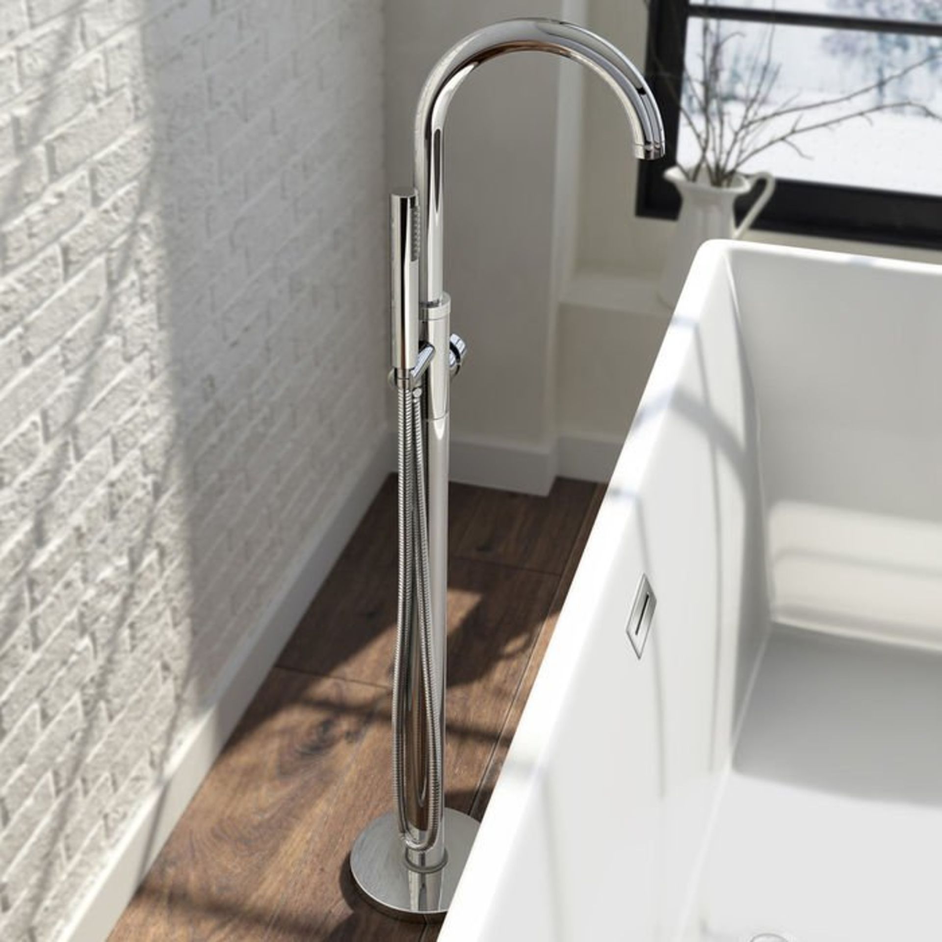 (S4) Gladstone II Freestanding Bath Mixer Tap with Hand Held Shower Head. Enjoy the best of both