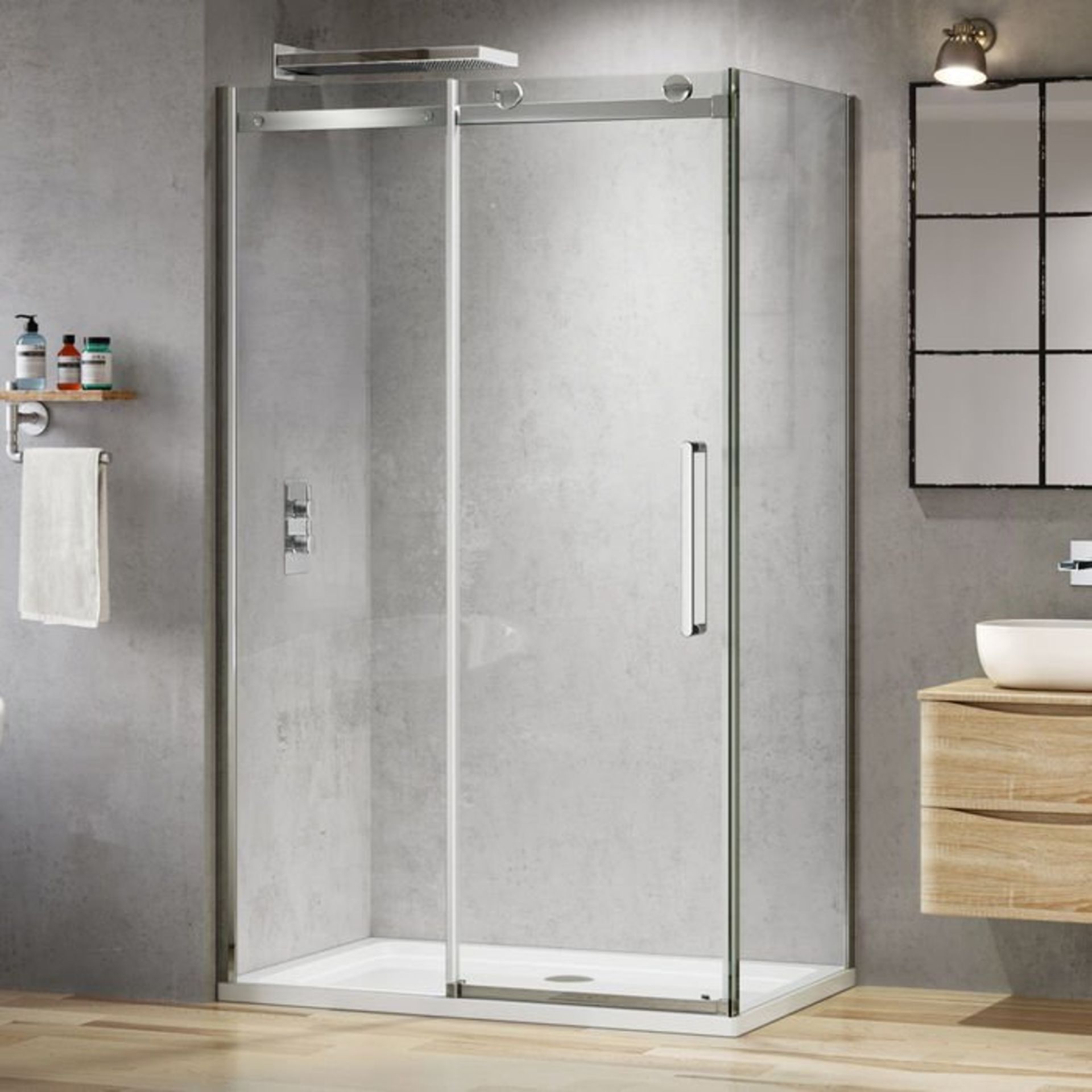 (S16) 1200x800mm - 8mm - Designer Frameless EasyClean Sliding Door Shower Enclosure RRP £489.99 - Bild 3 aus 9