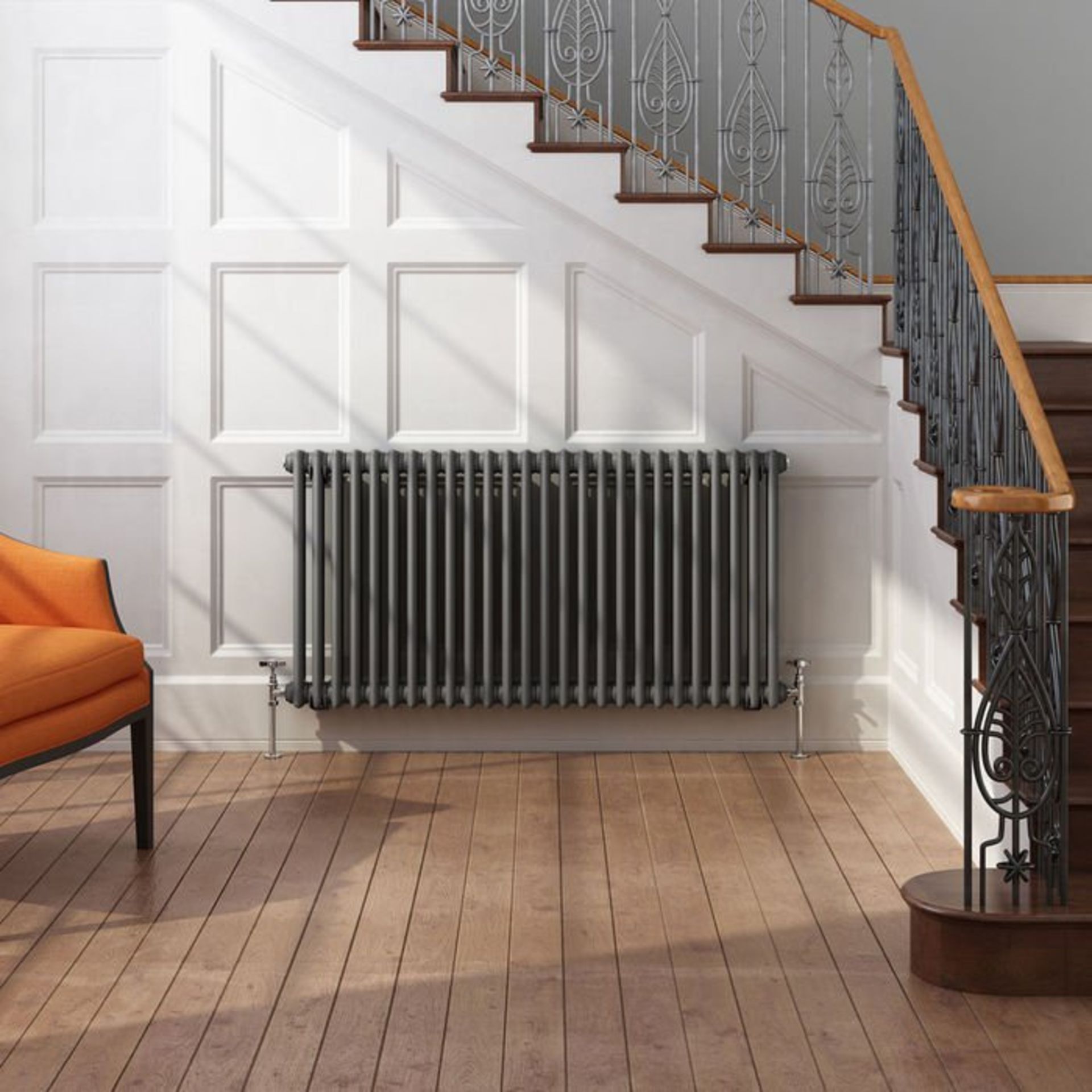 (S74) 600x1188mm Anthracite Double Panel Horizontal Colosseum Traditional Radiator RRP £599.99 - Bild 2 aus 4