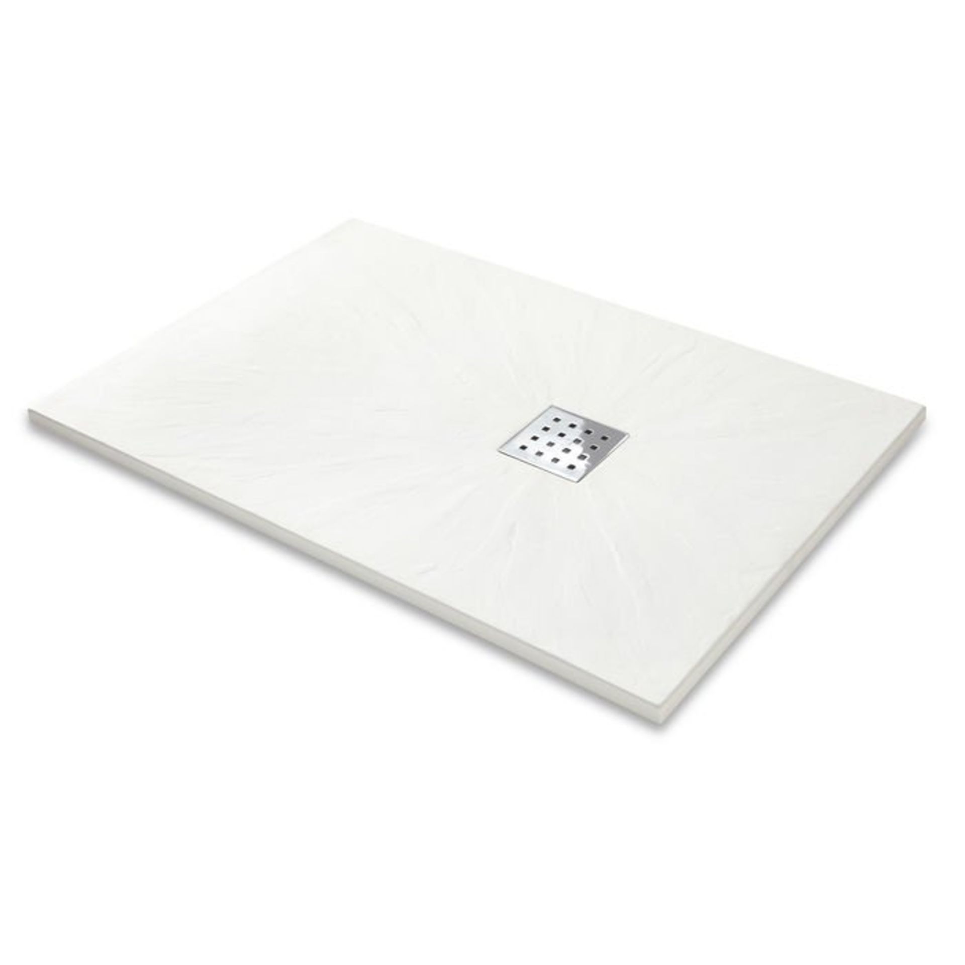 (S129) 1200x800mm Rectangular White Slate Effect Shower Tray & Chrome Waste RRP £499.99 Hand crafted - Image 2 of 3