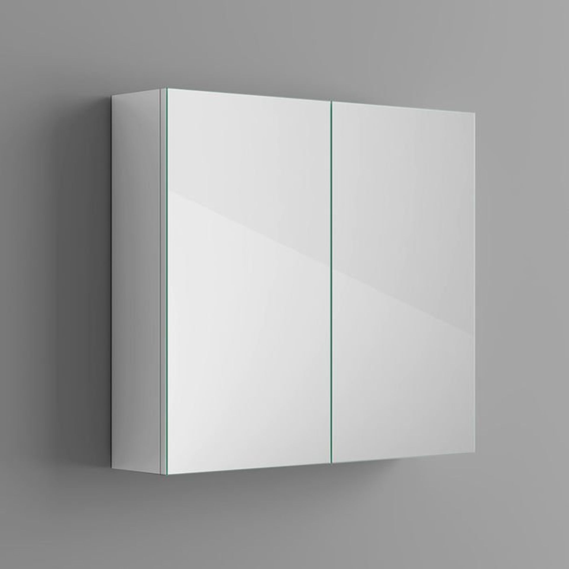 (S14) 667mm Harper Gloss White Double Door Mirror Cabinet RRP £224.99 Double door design allows - Bild 4 aus 4