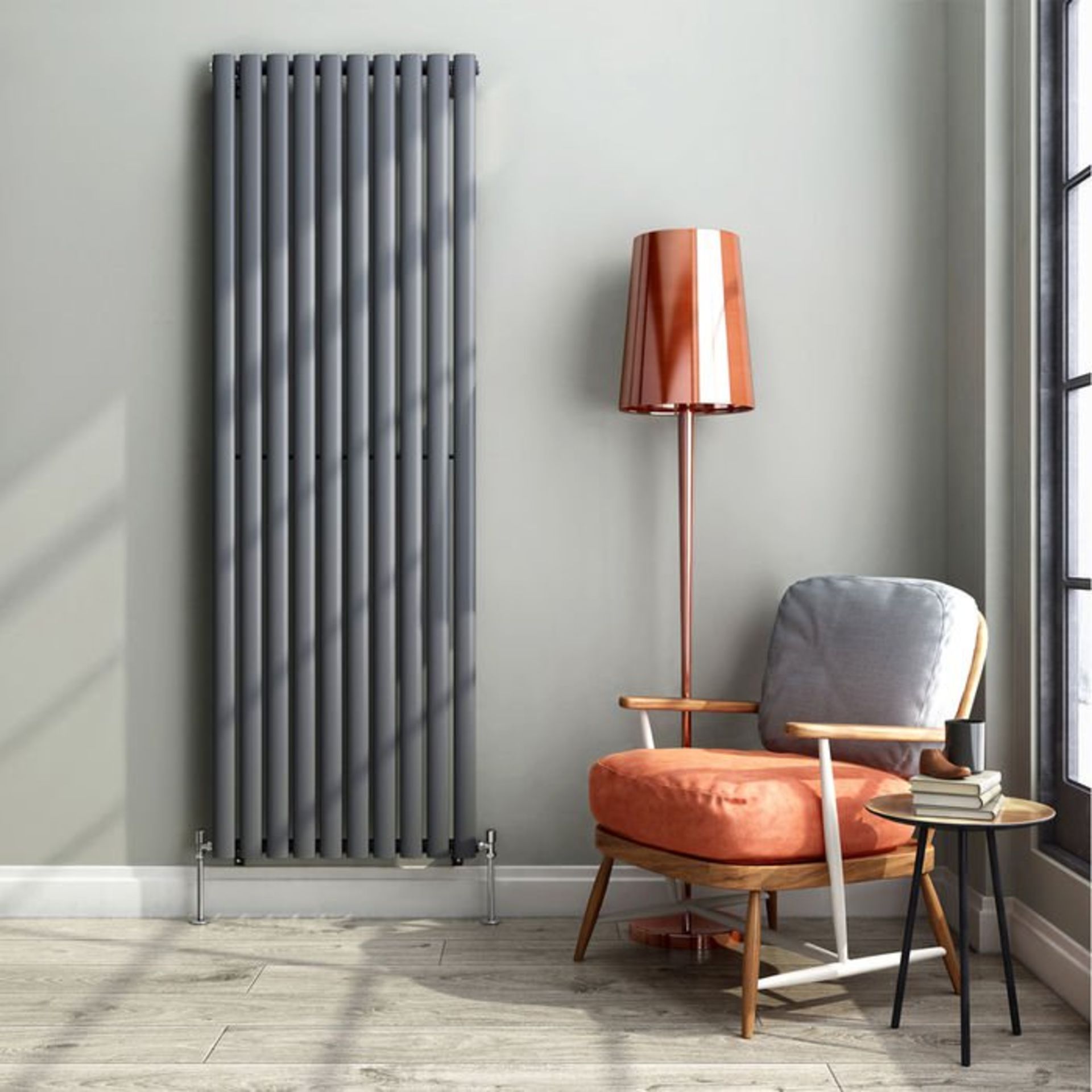 (S8) 1800x600mm Anthracite Double Panel Oval Tube Vertical Premium Radiator RRP £309.99 Low carbon - Image 2 of 3