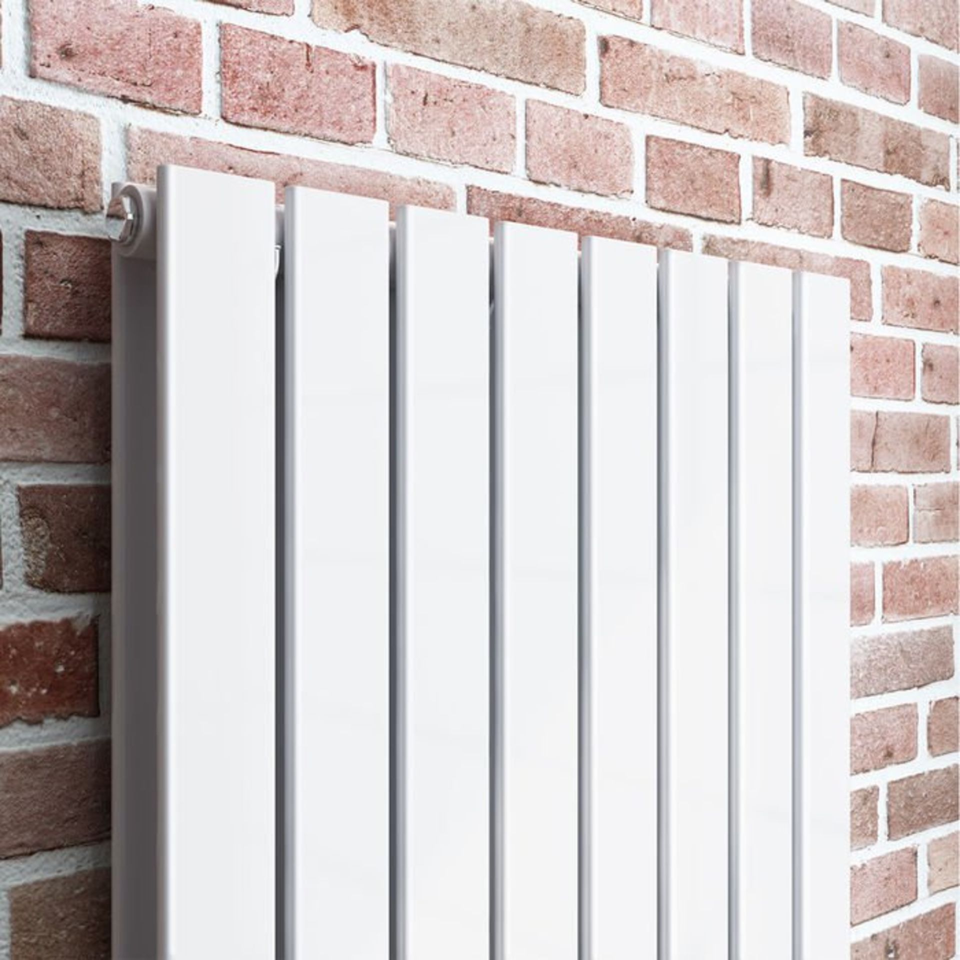 (S50) 1800x608mm Gloss White Double Flat Panel Vertical Radiator - Premium RRP £599.99 Low carbon - Image 2 of 3