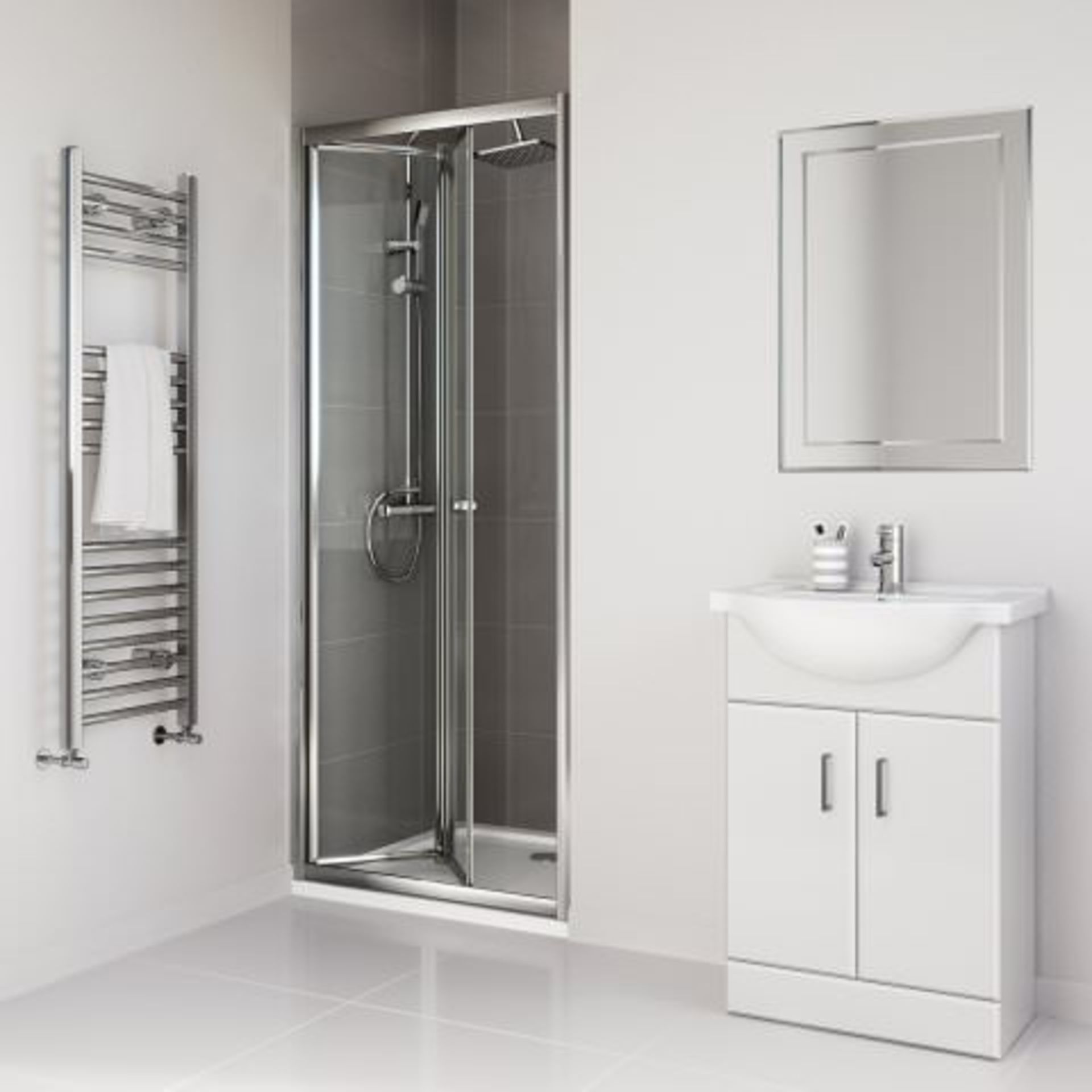 (T261) 700mm - Elements Bi Fold Shower Door RRP £299.99. Do you have an awkward nook or a tricky - Image 4 of 9