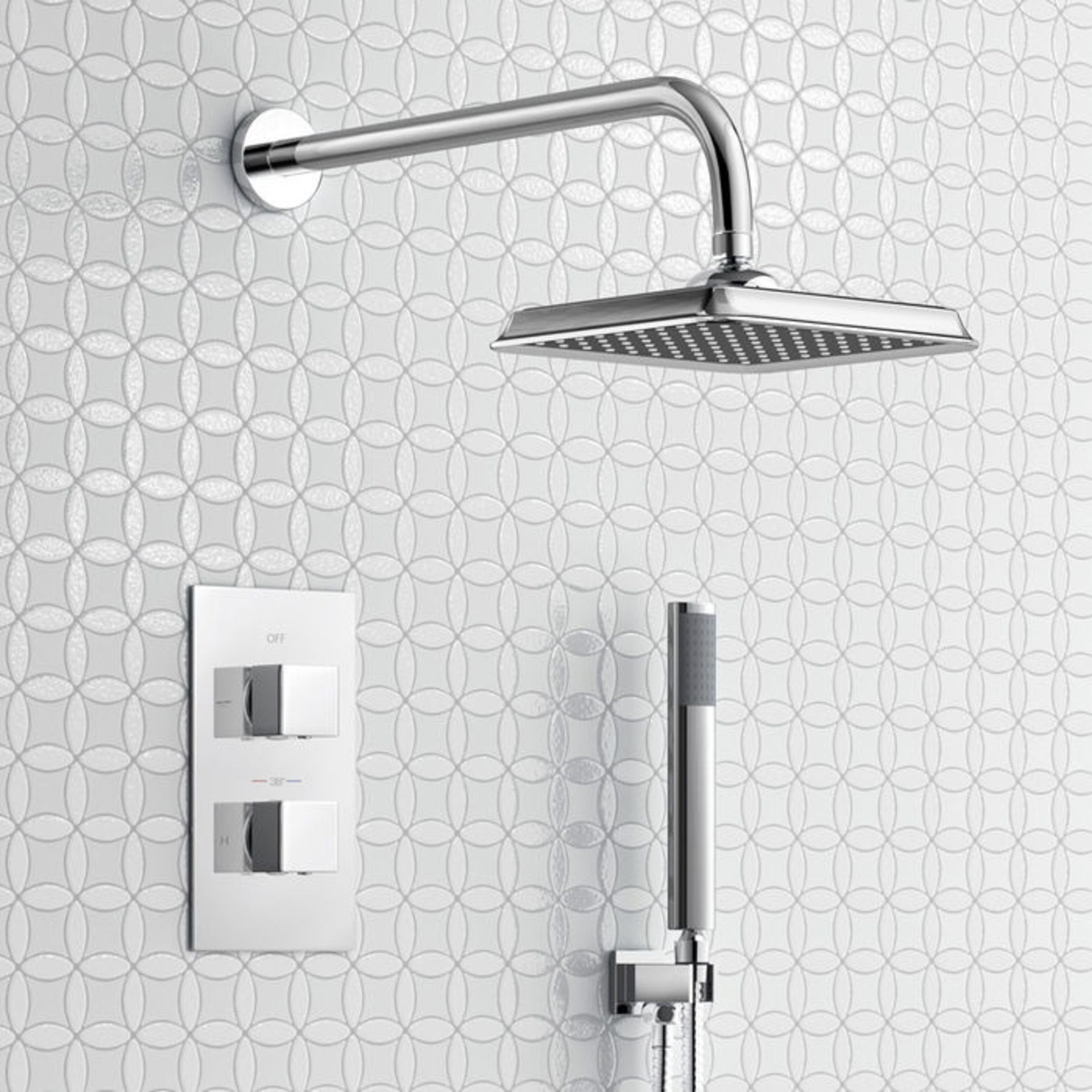 (S12)Square Concealed Thermostatic Mixer Show Kit & Medium Head . Enjoy the minimalistic aesthetic - Image 2 of 5
