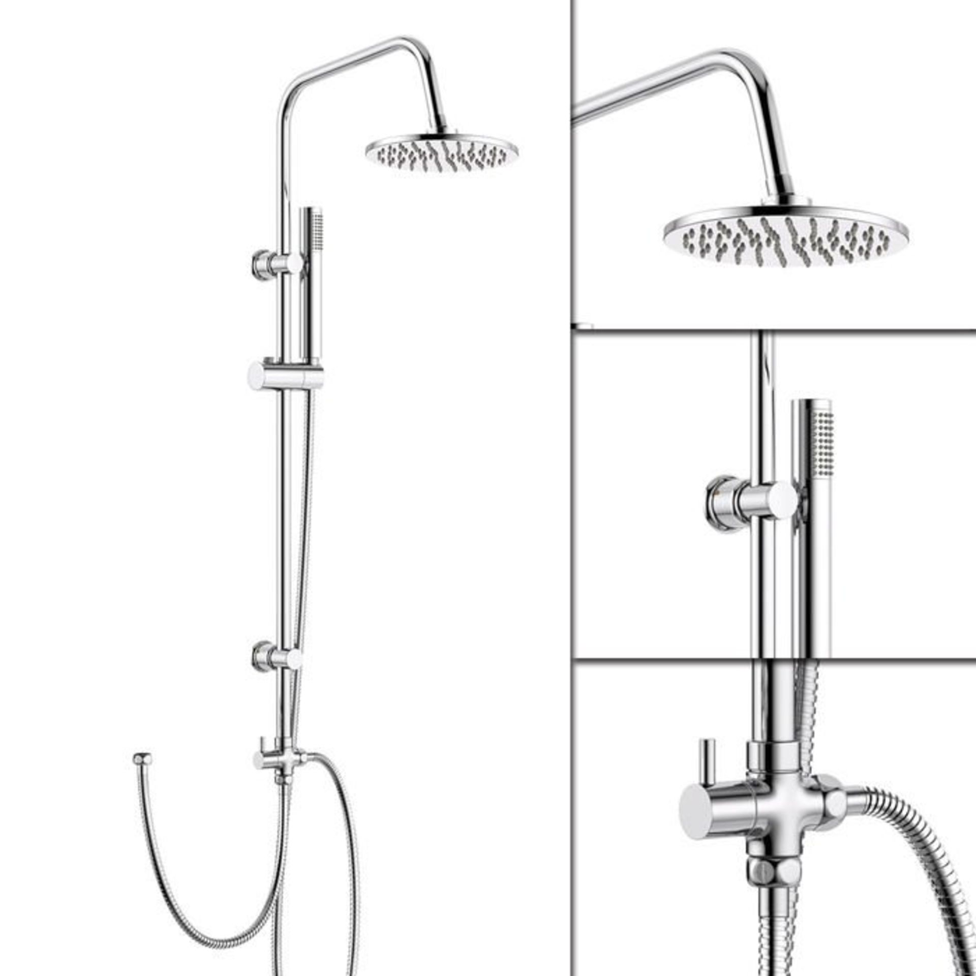 (S86) 200mm Round Head, Riser Rail & Handheld Kit Quality stainless steel shower head with Easy - Image 3 of 7