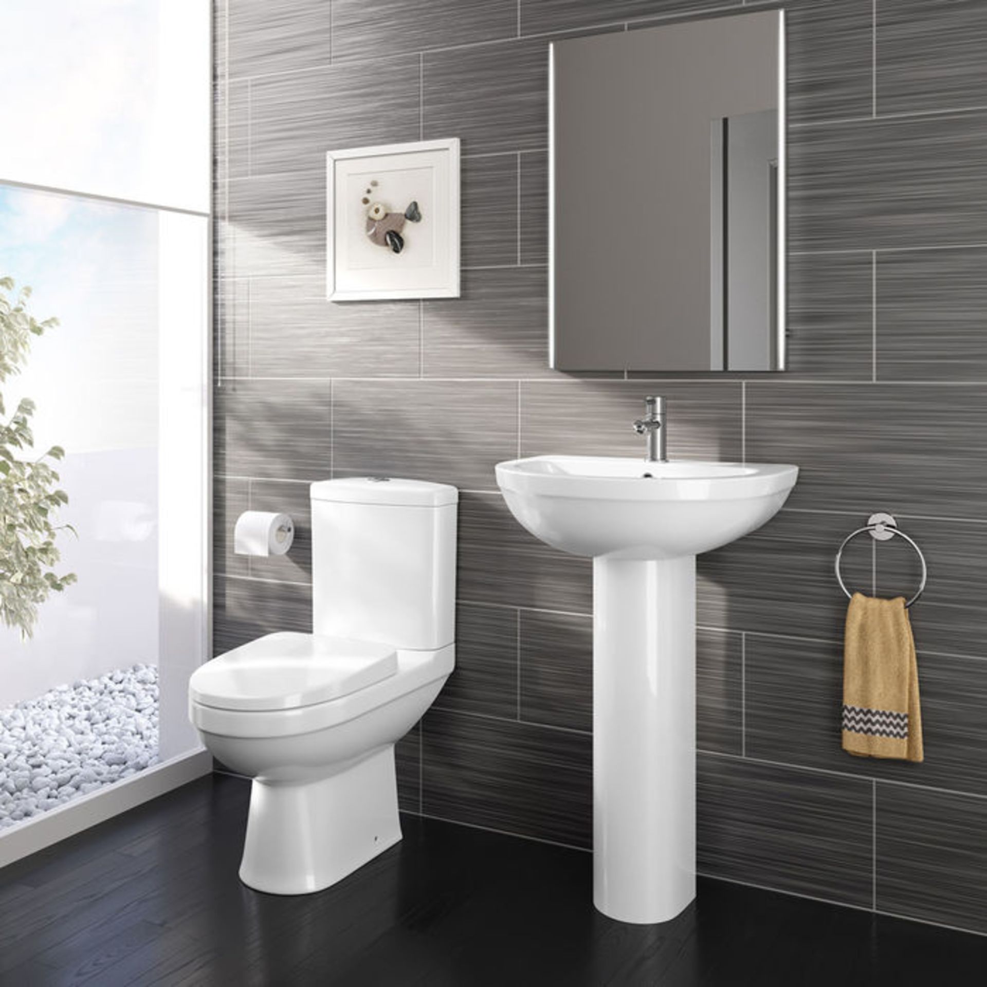 (S15) Sabrosa II Close Coupled Toilet & Cistern inc Soft Close Seat. Made from White Vitreous - Bild 4 aus 4