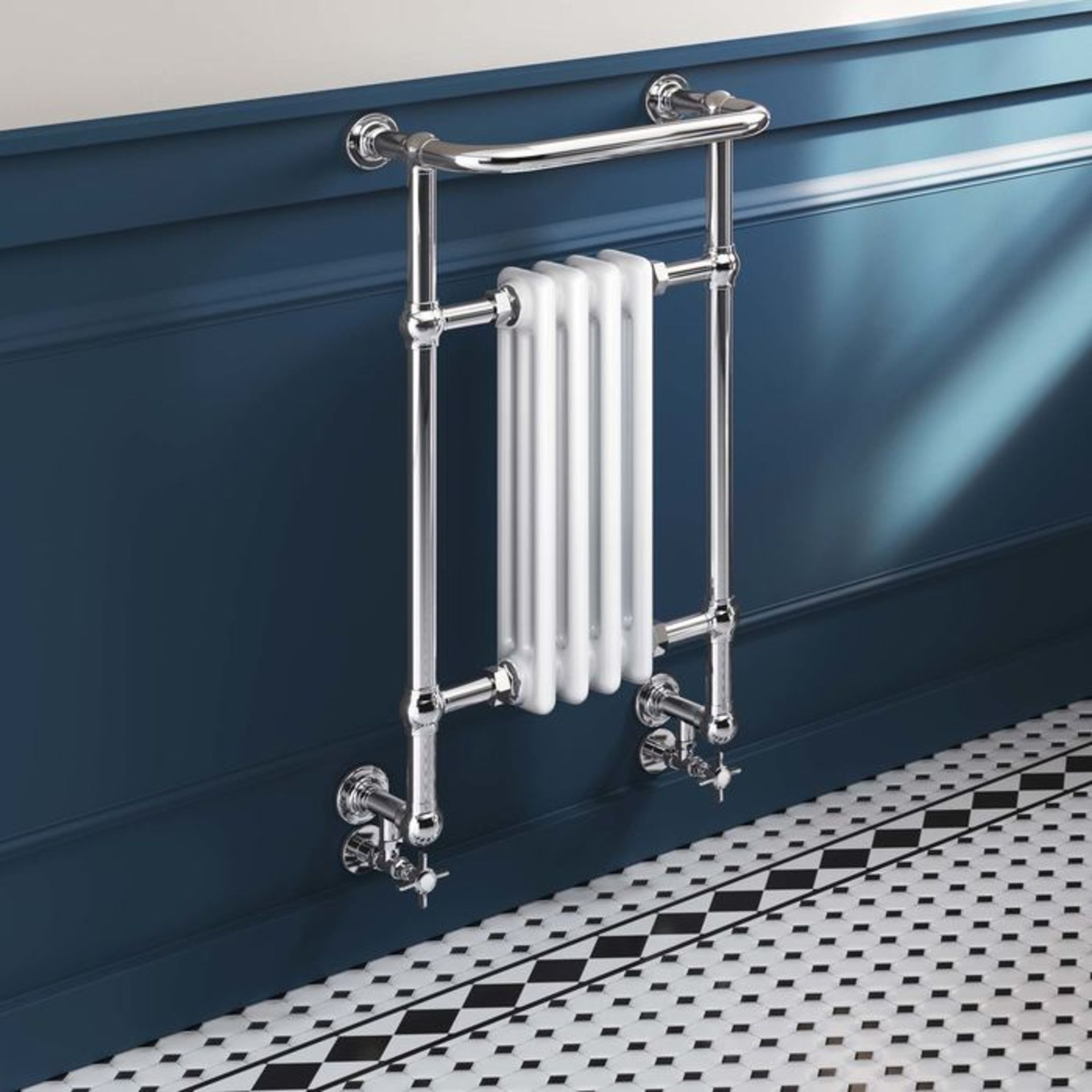 (S51) 826x479mm Traditional White Wall Mounted Towel Rail Radiator - Victoria Premium RRP £369.99