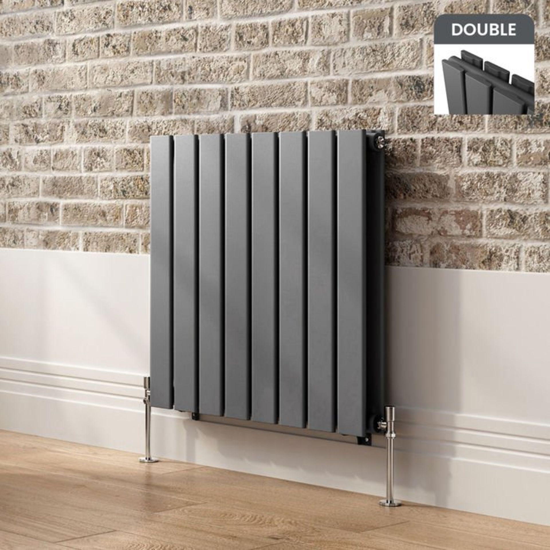 (S153) 600x600mm Anthracite Double Flat Panel Horizontal Radiator RRP £324.99 Made with low carbon