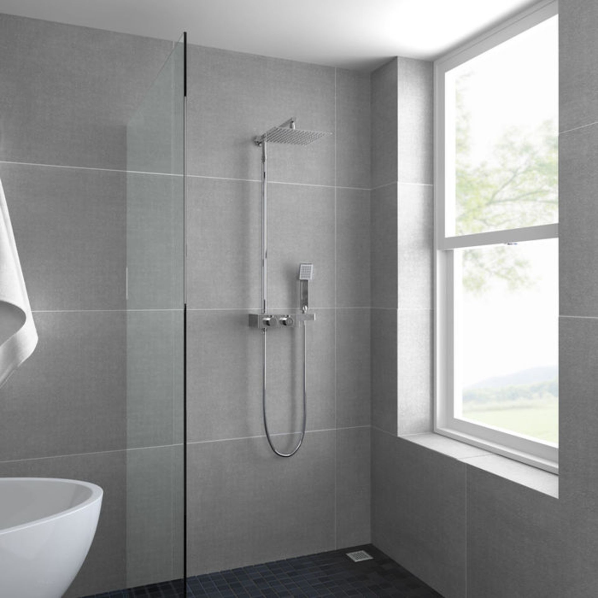 (S43) Square Exposed Thermostatic Shower Shelf, Kit & Large Head RRP £349.99 Style meets function - Bild 3 aus 6