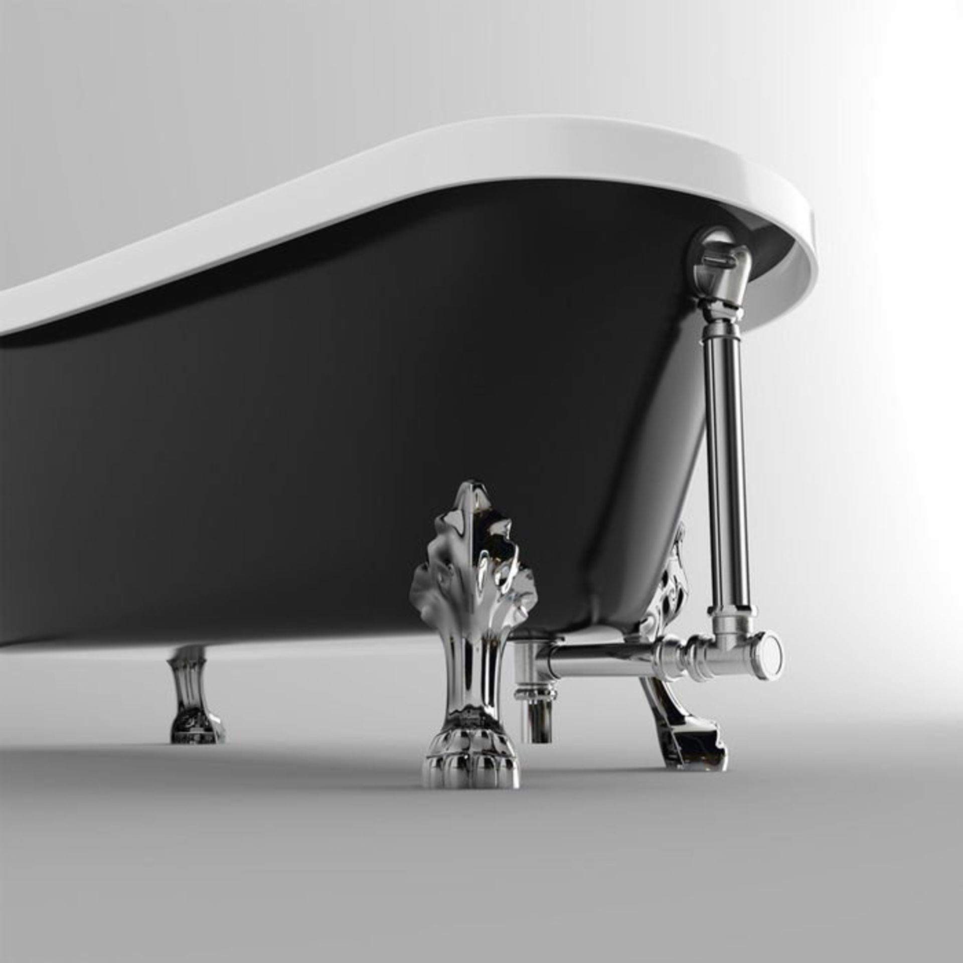(S186) 400x215mm Exposed Bath Waste For Roll Top Bath. RRP £124.99. Chrome plated surface for a