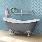 (S2) Storm - 1750mm Limited Edition Double Slipper Roll Top Bath. Hand finished in the