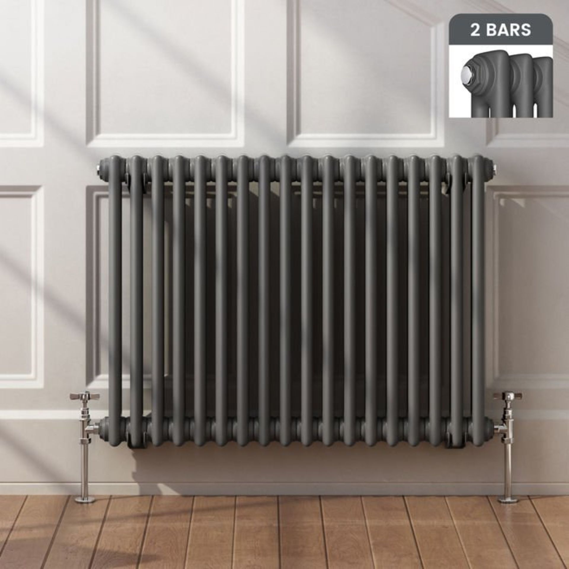 (S140) 600x828mm Anthracite Double Panel Horizontal Colosseum Traditional Radiator RRP £447.99