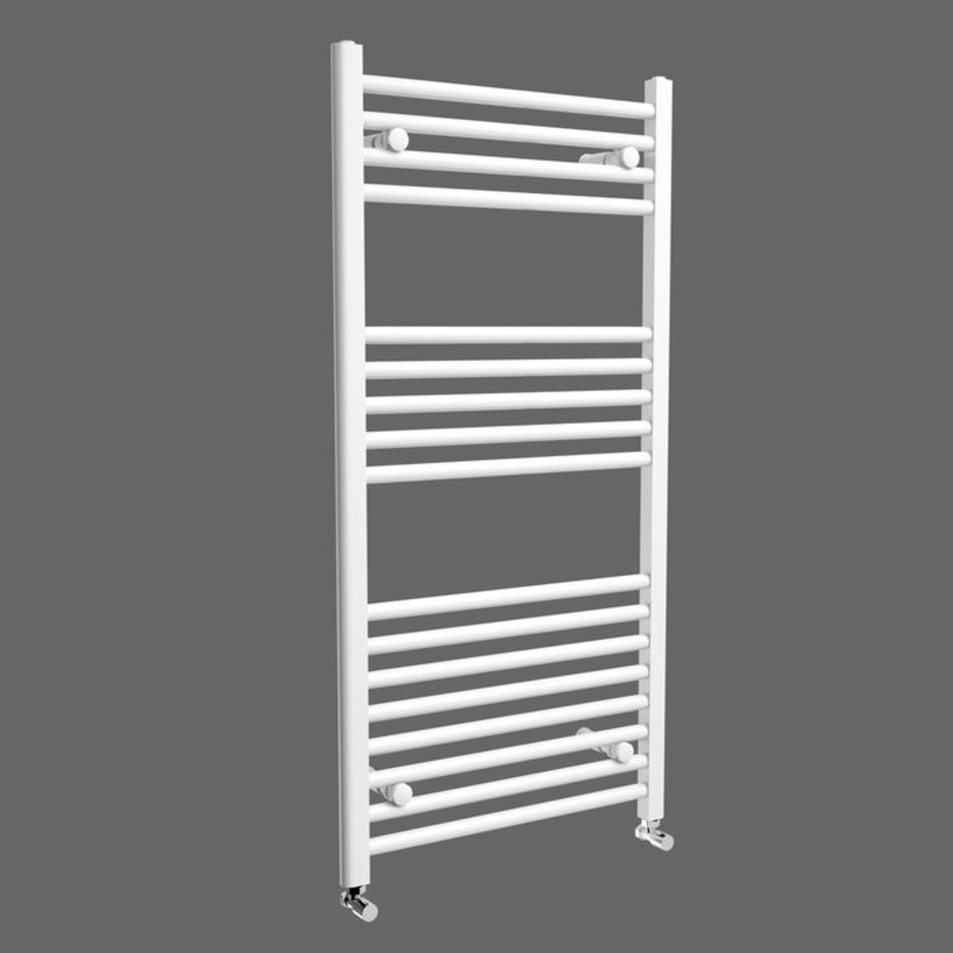 (L75) 1200x600mm White Straight Rail Ladder Towel Radiator. Low carbon steel, high quality white - Image 3 of 4