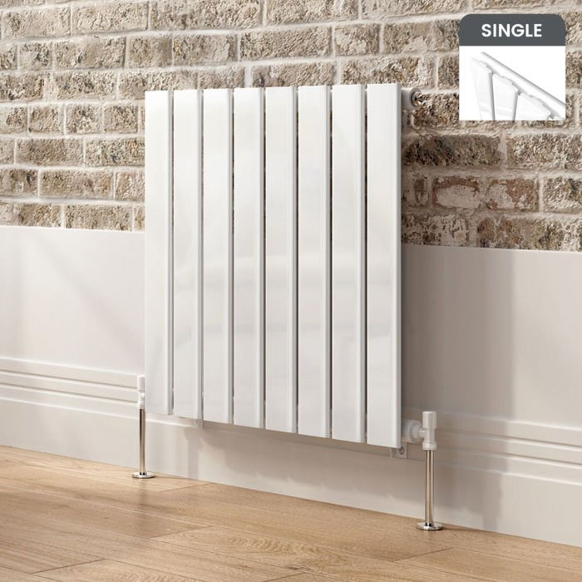 (S18) 600x600mm Gloss White Single Flat Panel Horizontal Radiator RRP £143.99 Low carbon steel, high