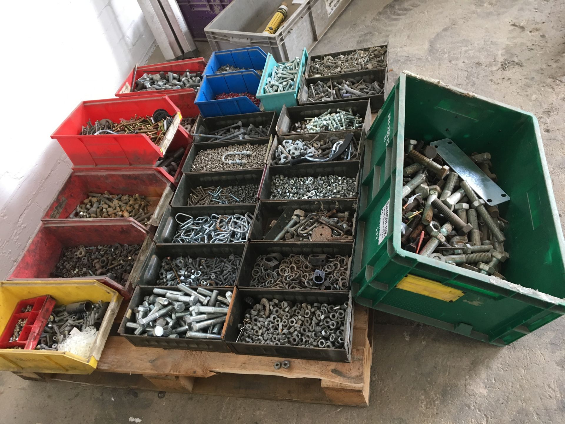 Pallet of nuts and bolts