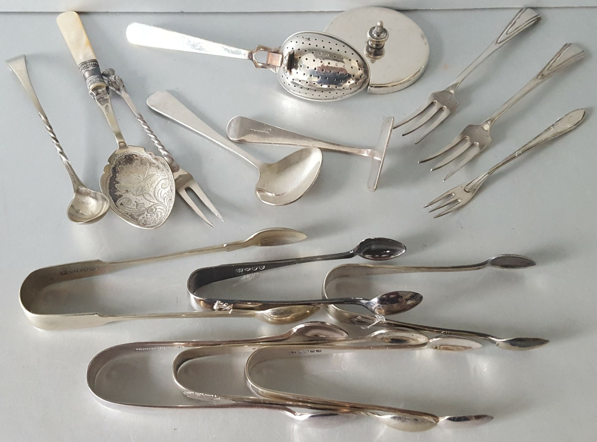 Antique Vintage Plated Flatware Sugar Nips & Spoons NO RESERVE