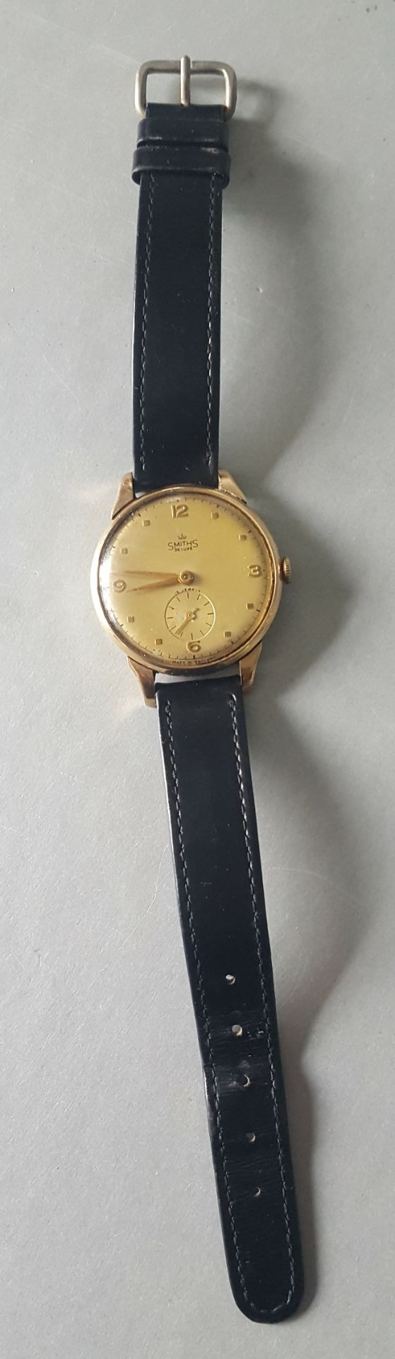 Vintage Retro Gents Smiths De Luxe Austin Motors Retirement Wrist Watch 9ct Gold