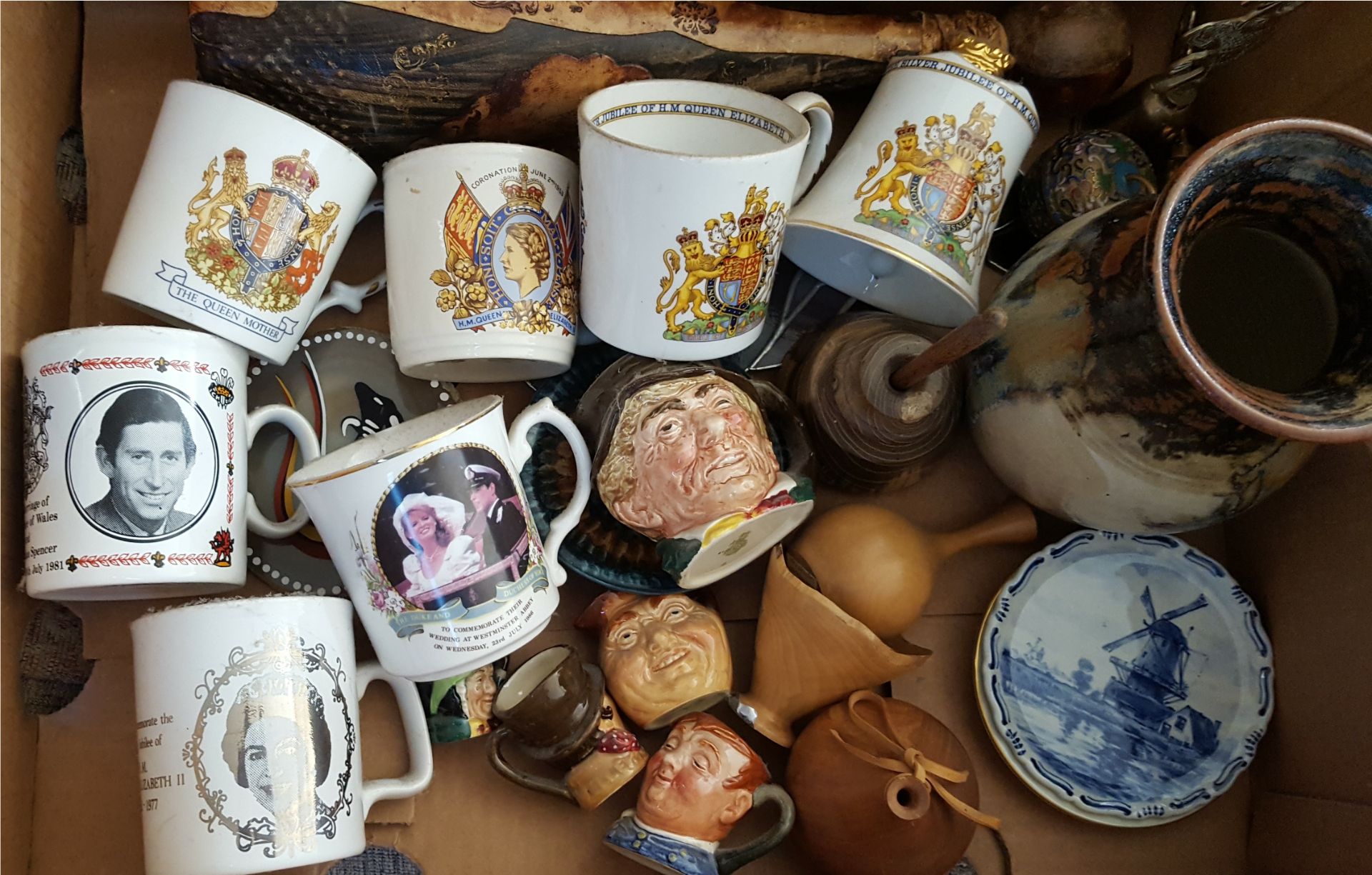 Vintage Box of Ceramics Includes Royal Doulton Character Jugs Royalty Commemorative Ware NO RESERVE - Image 2 of 2