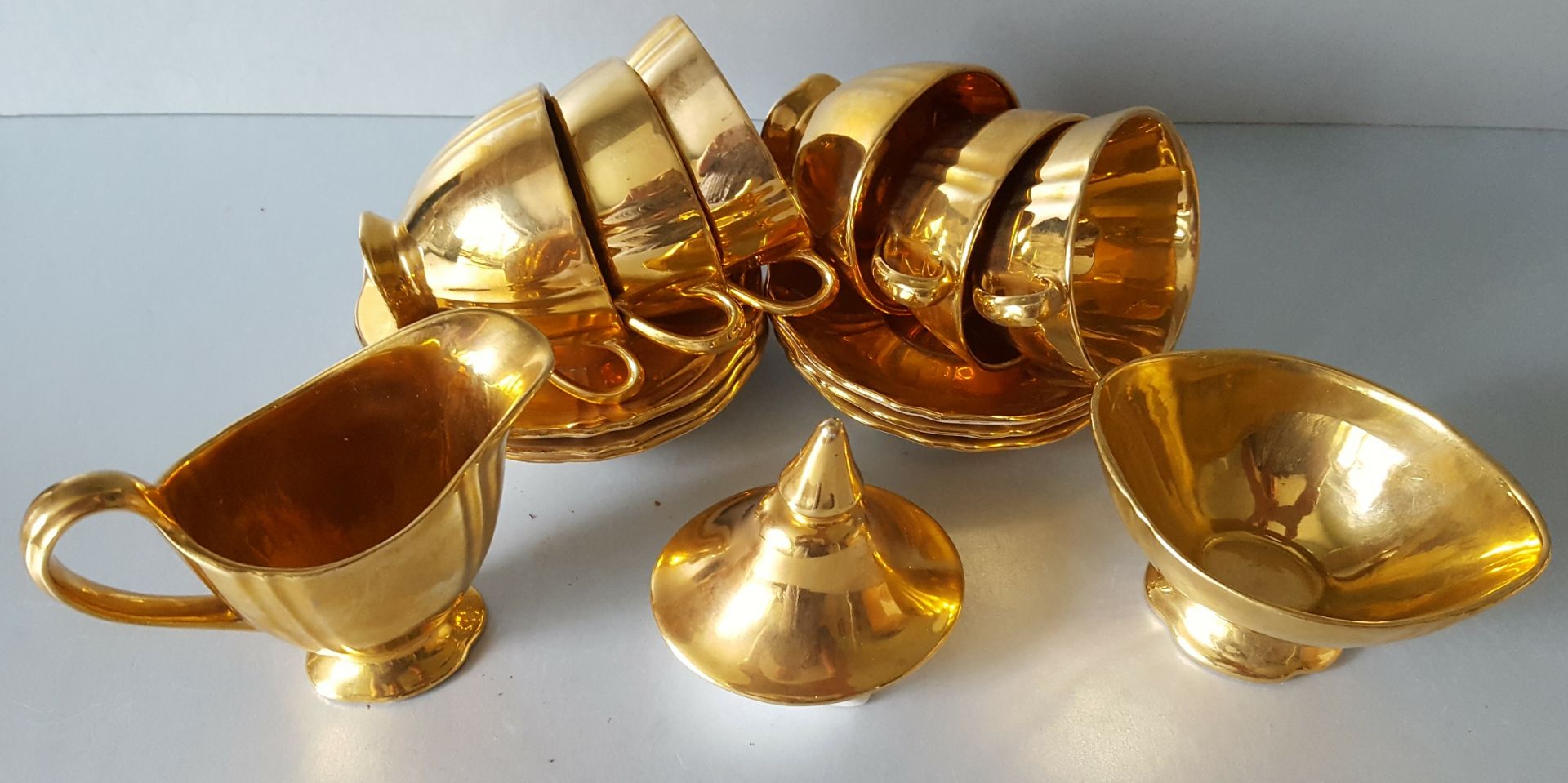 Antique Vintage Royal Winton Golden Age Cups Saucers Milk Jug & Sugra Bowl